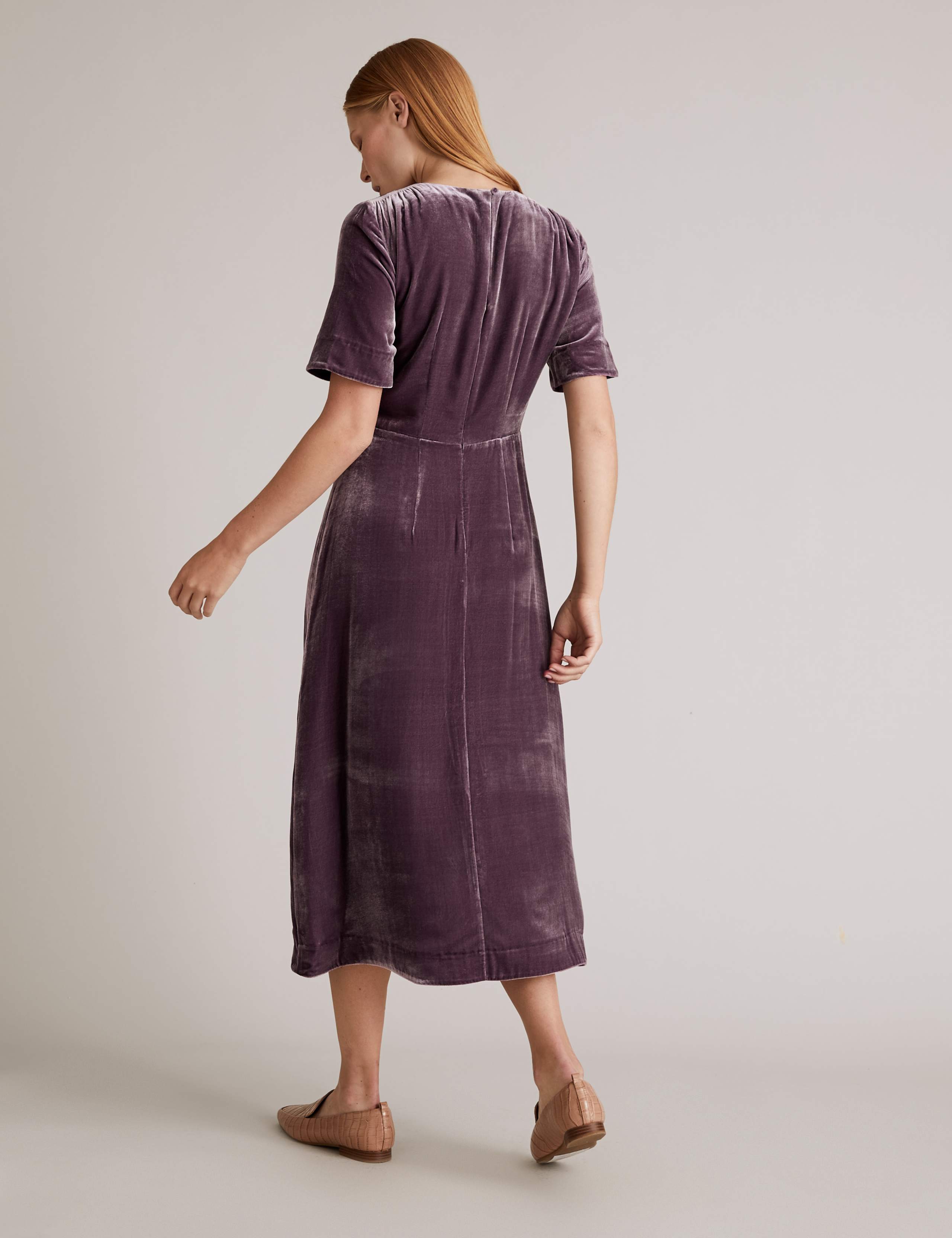 Velvet Midi Waisted Dress with Silk 5 of 5