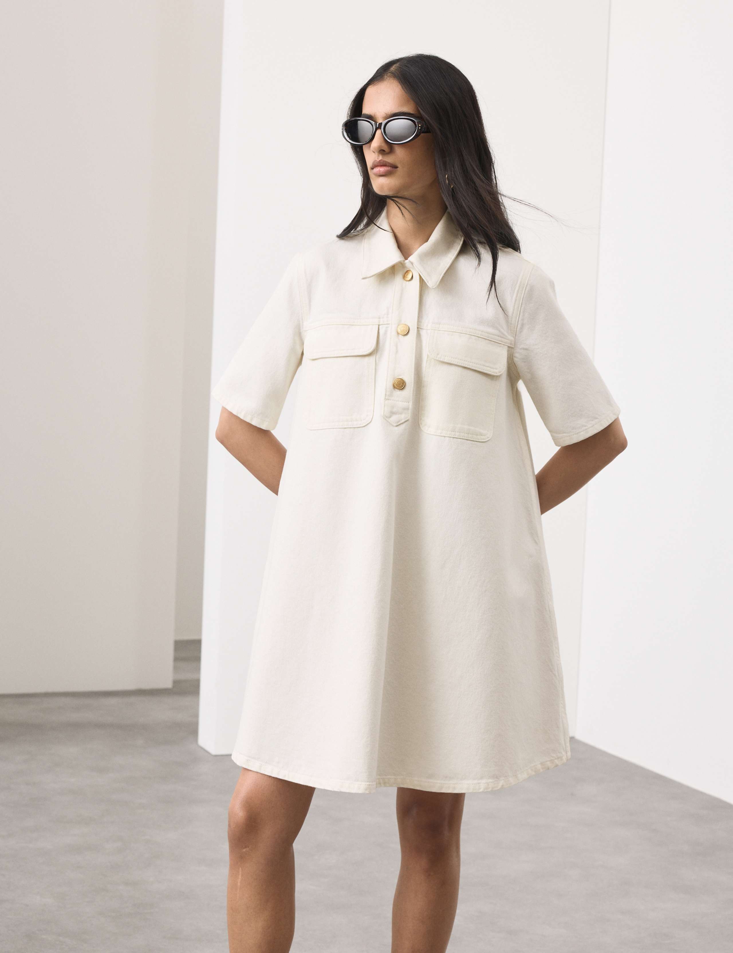 Pure Cotton Mini Shirt Dress 1 of 6
