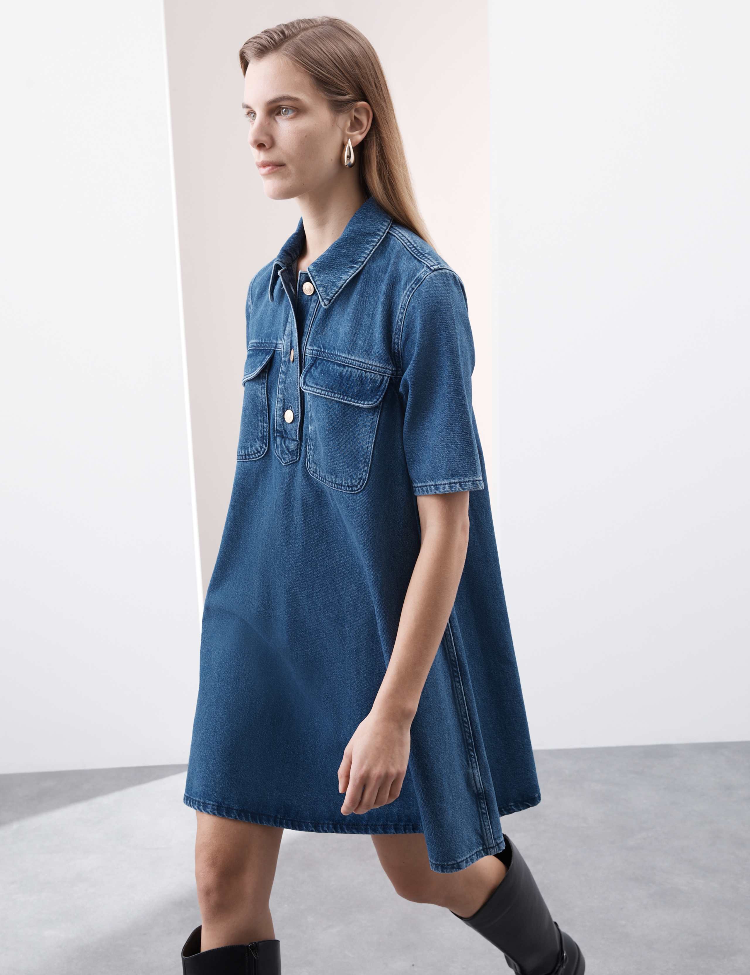 Pure Cotton Mini Shirt Dress 4 of 5