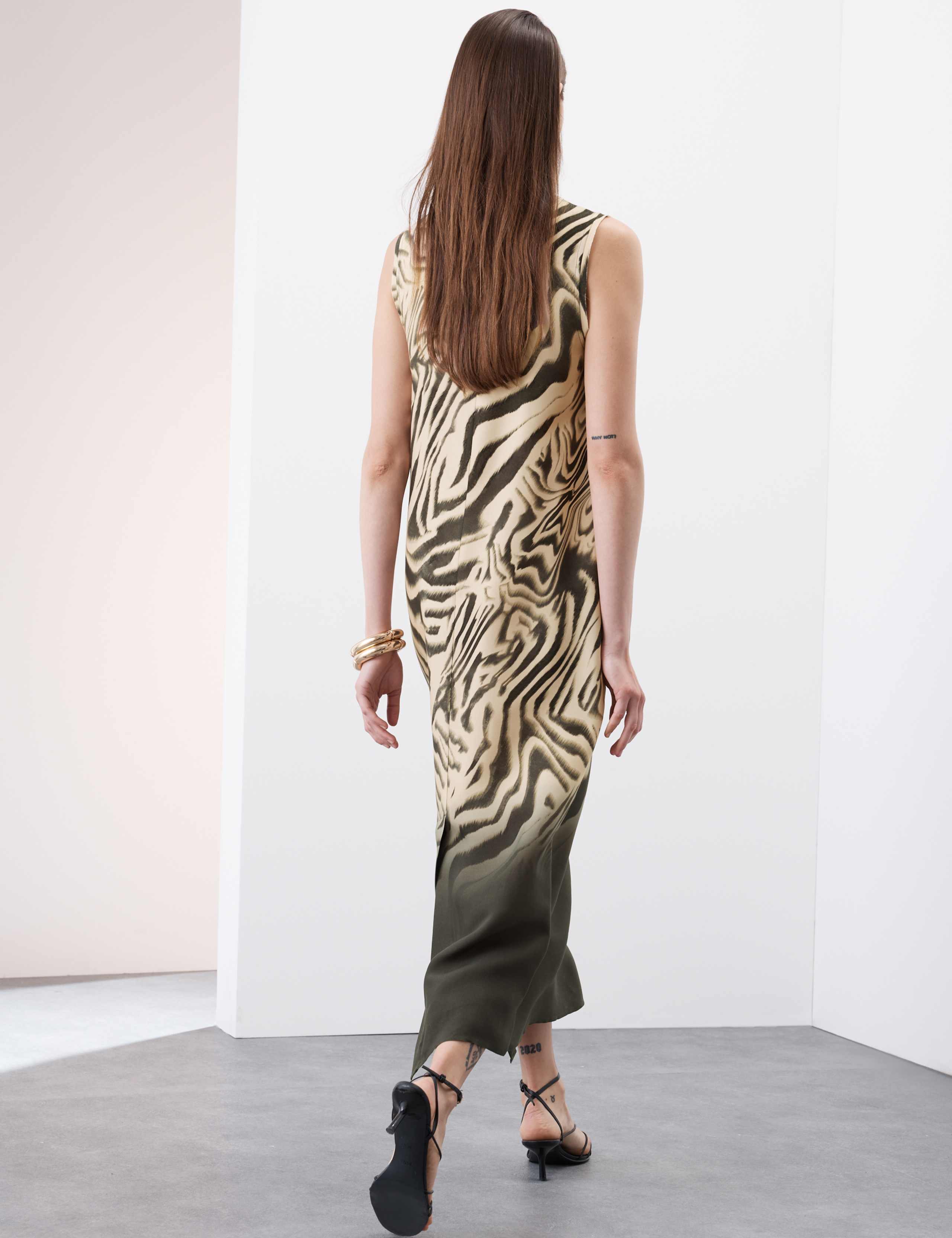 Animal Print Round Neck Midi Column Dress 4 of 6