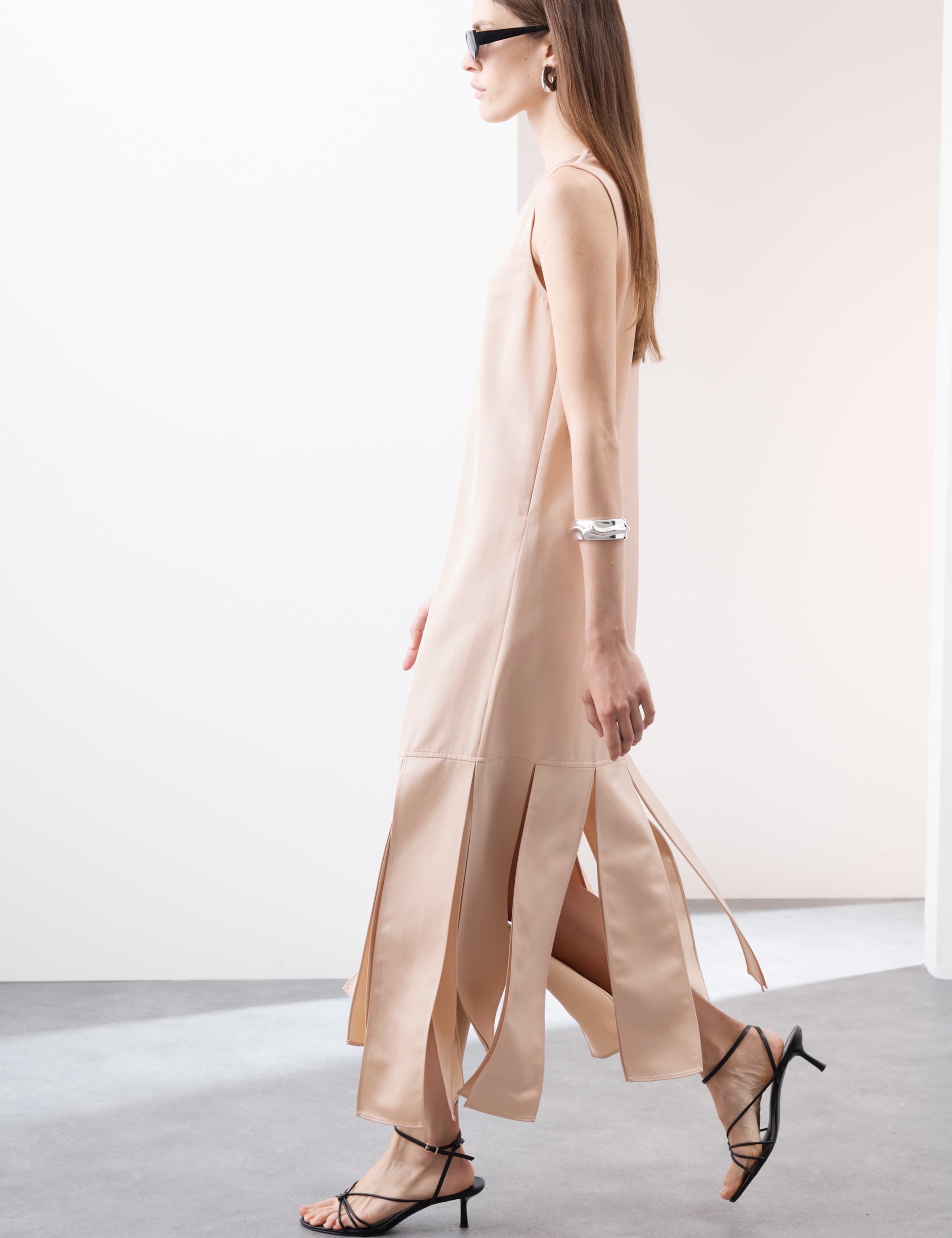 Satin Scoop Neck Tassel Midi Dress 5 of 7