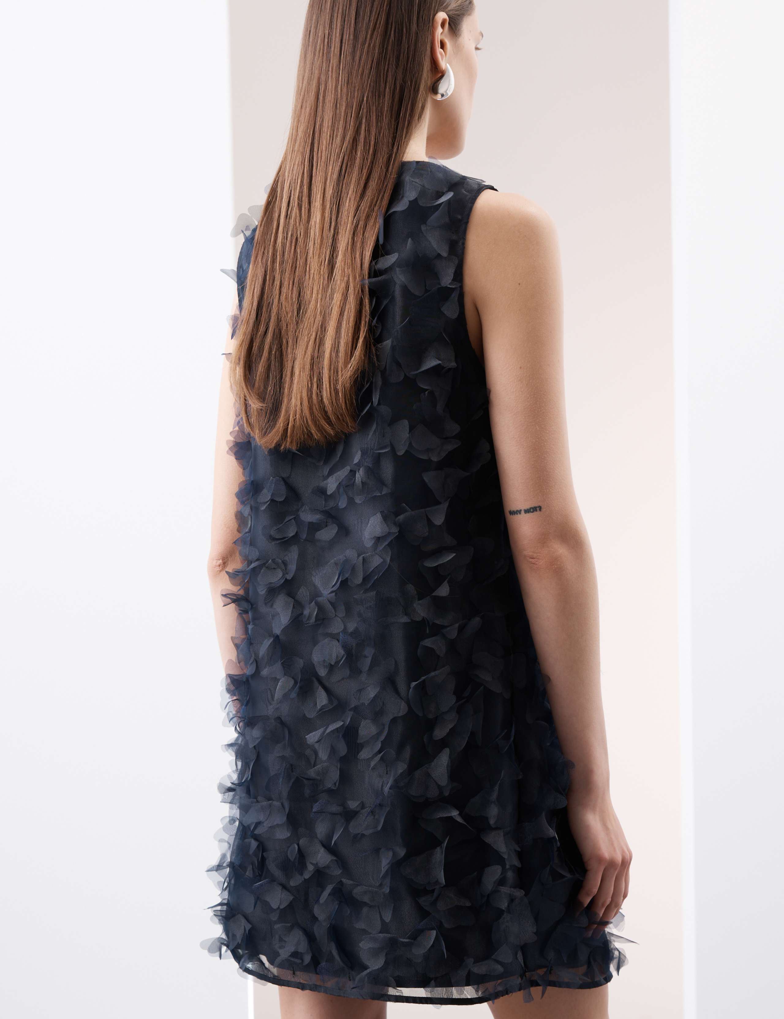 Organza Floral V-Neck Mini Shift Dress 4 of 6