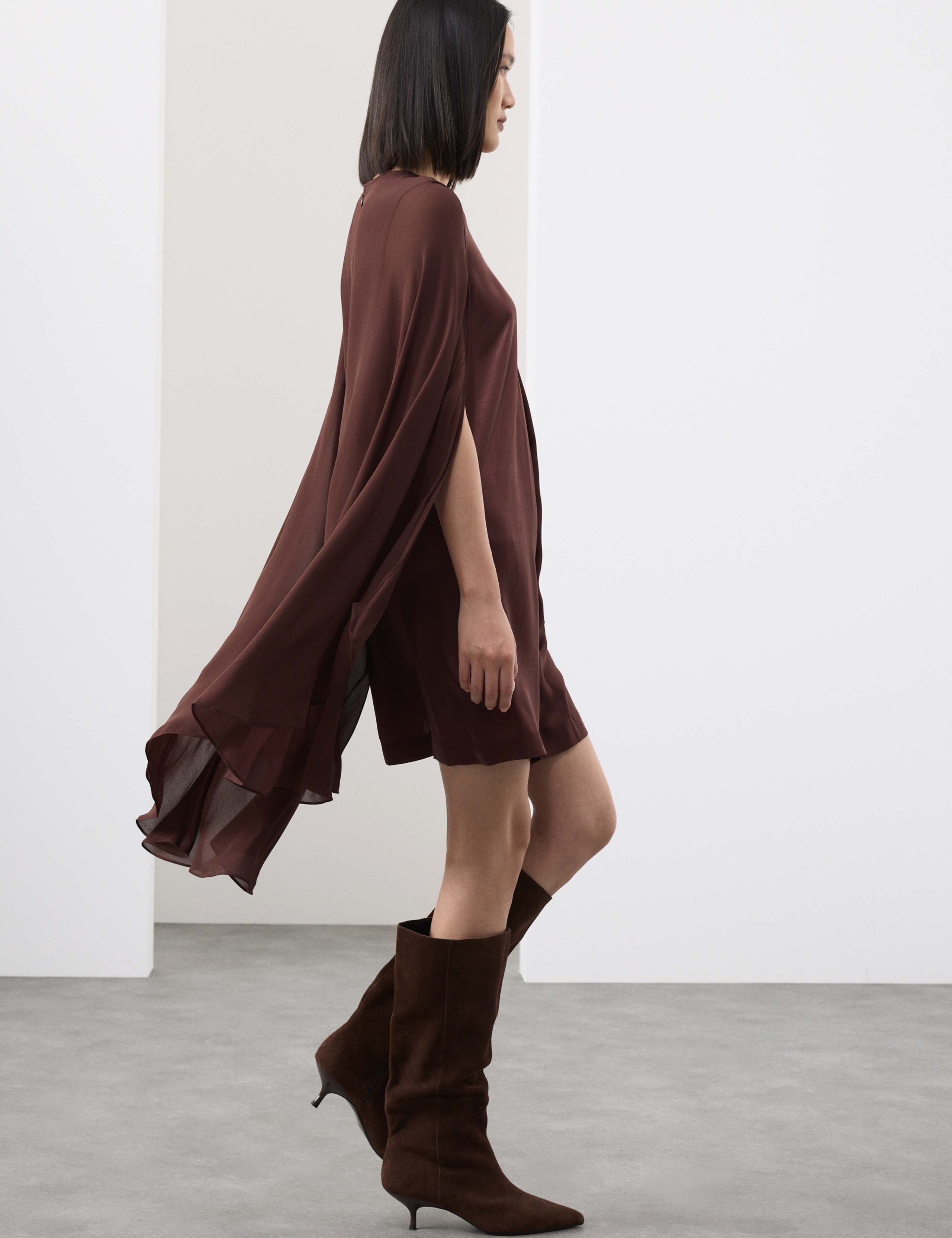 Cupro Rich Cape Detail Mini Dress 6 of 7
