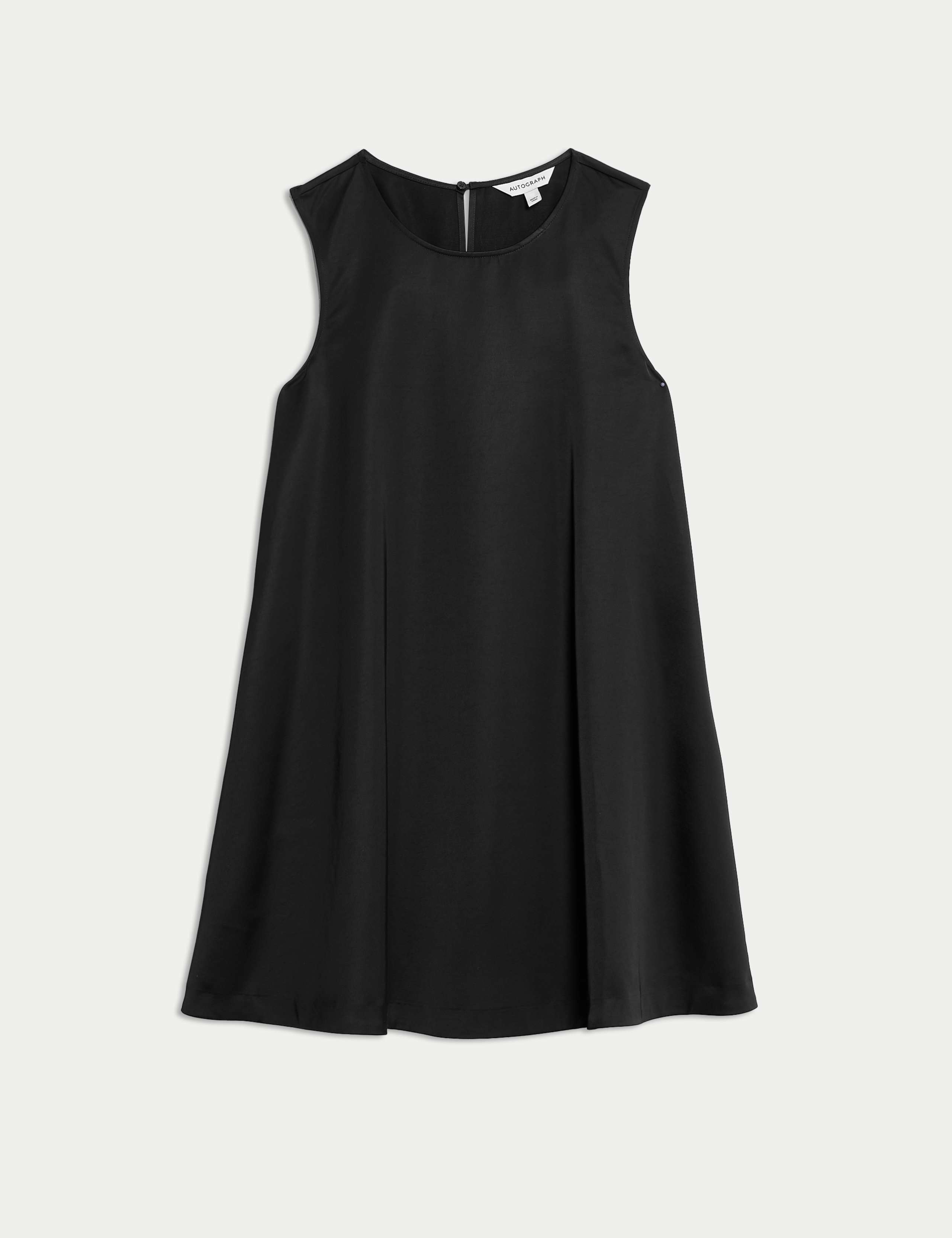 Satin Round Neck Mini Shift Dress 2 of 7