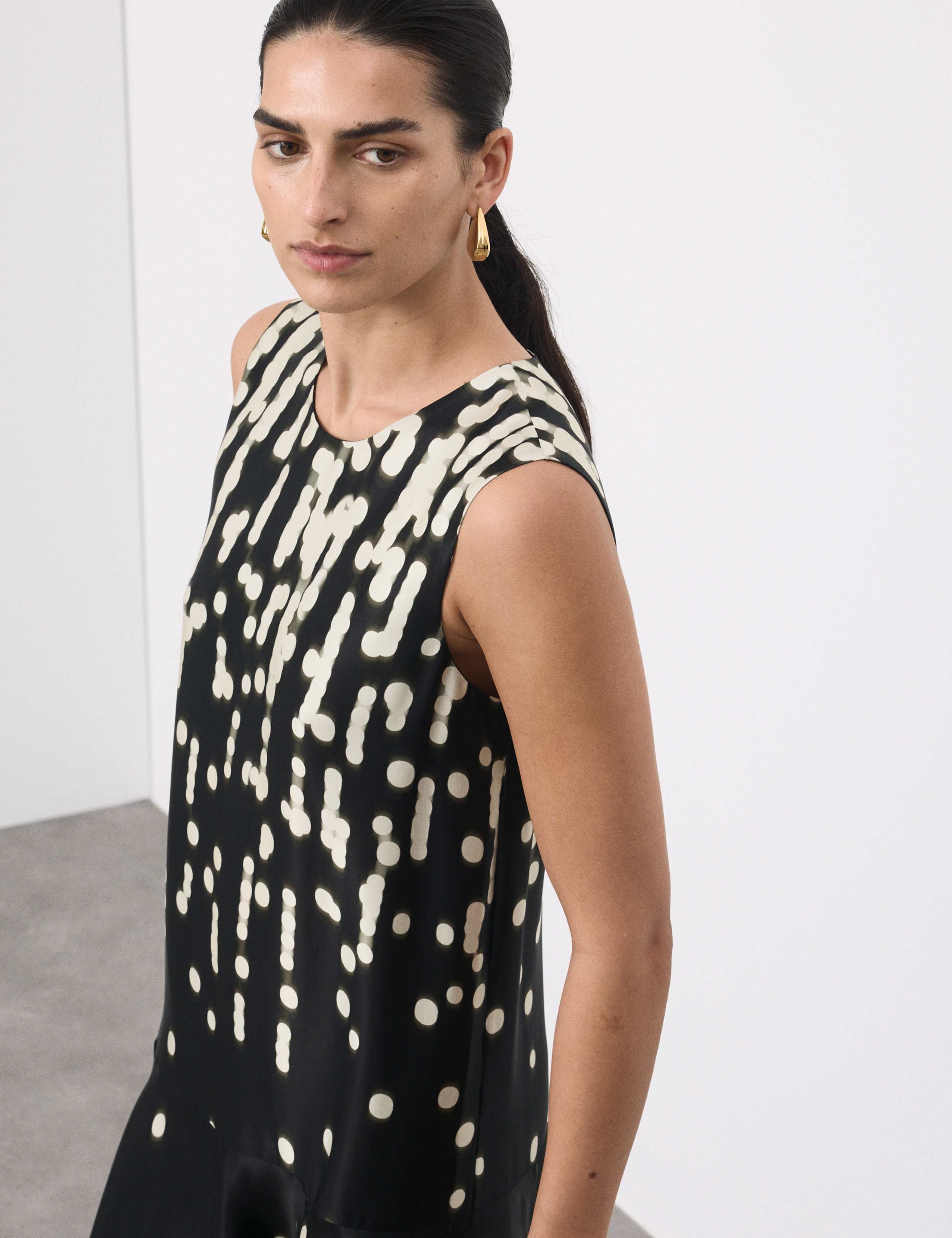 Cupro Rich Spot Print Maxi Swing Dress 4 of 7