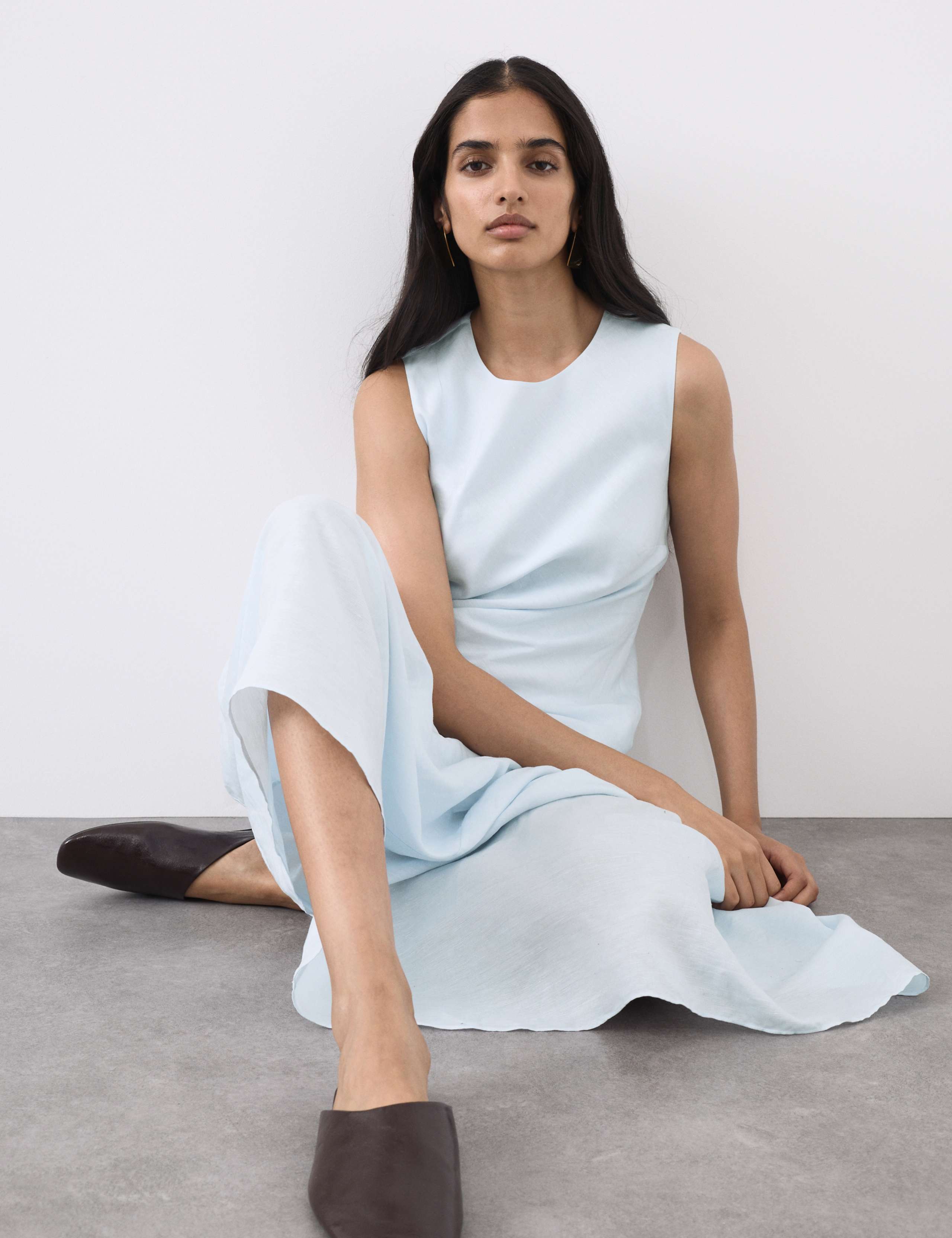 Linen Rich Asymmetric Midaxi Dress 6 of 6