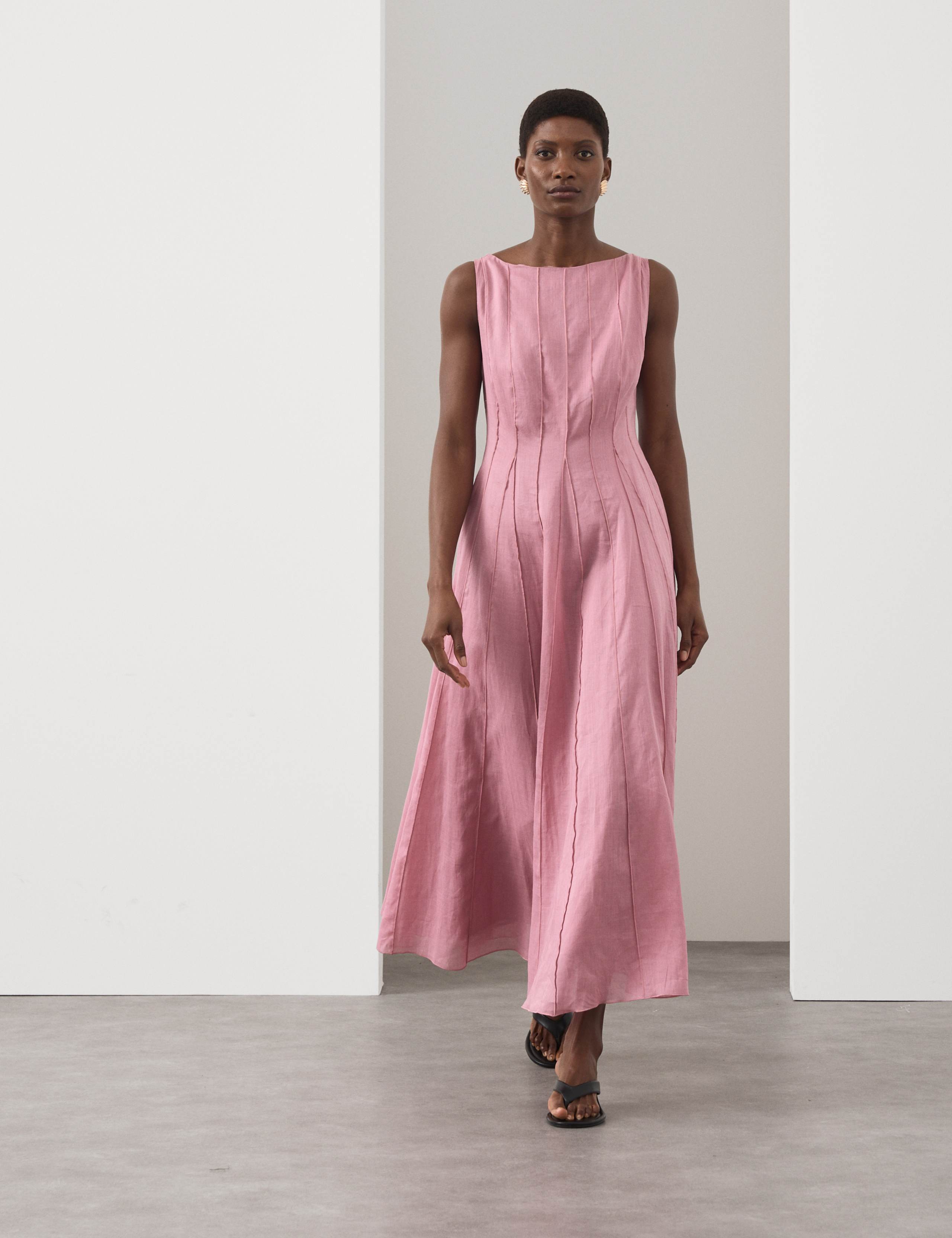 Pure Ramie Godet Waisted Maxi Dress 1 of 7