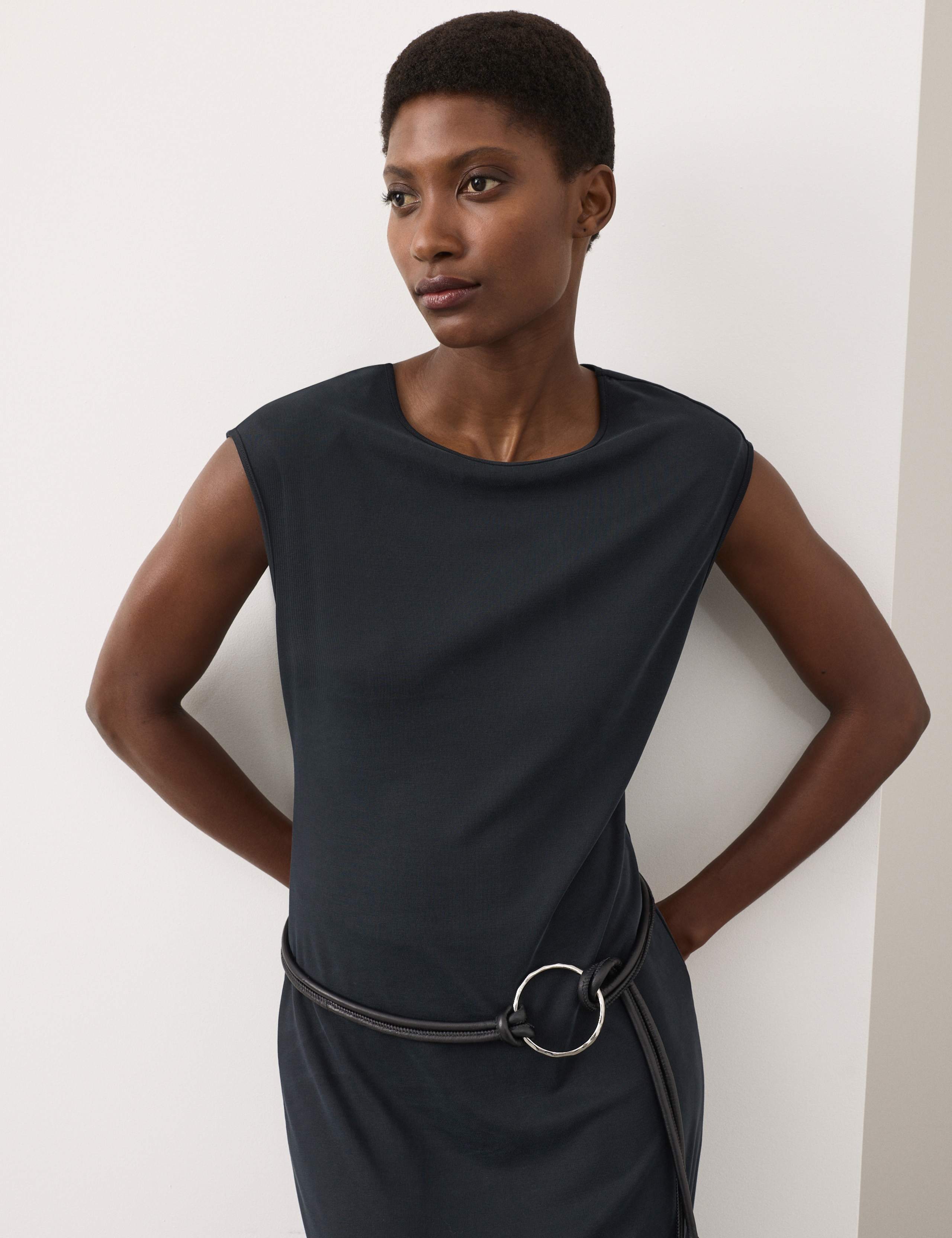 Ribbed Jersey Shoulder Pad Midaxi Dress 3 of 7