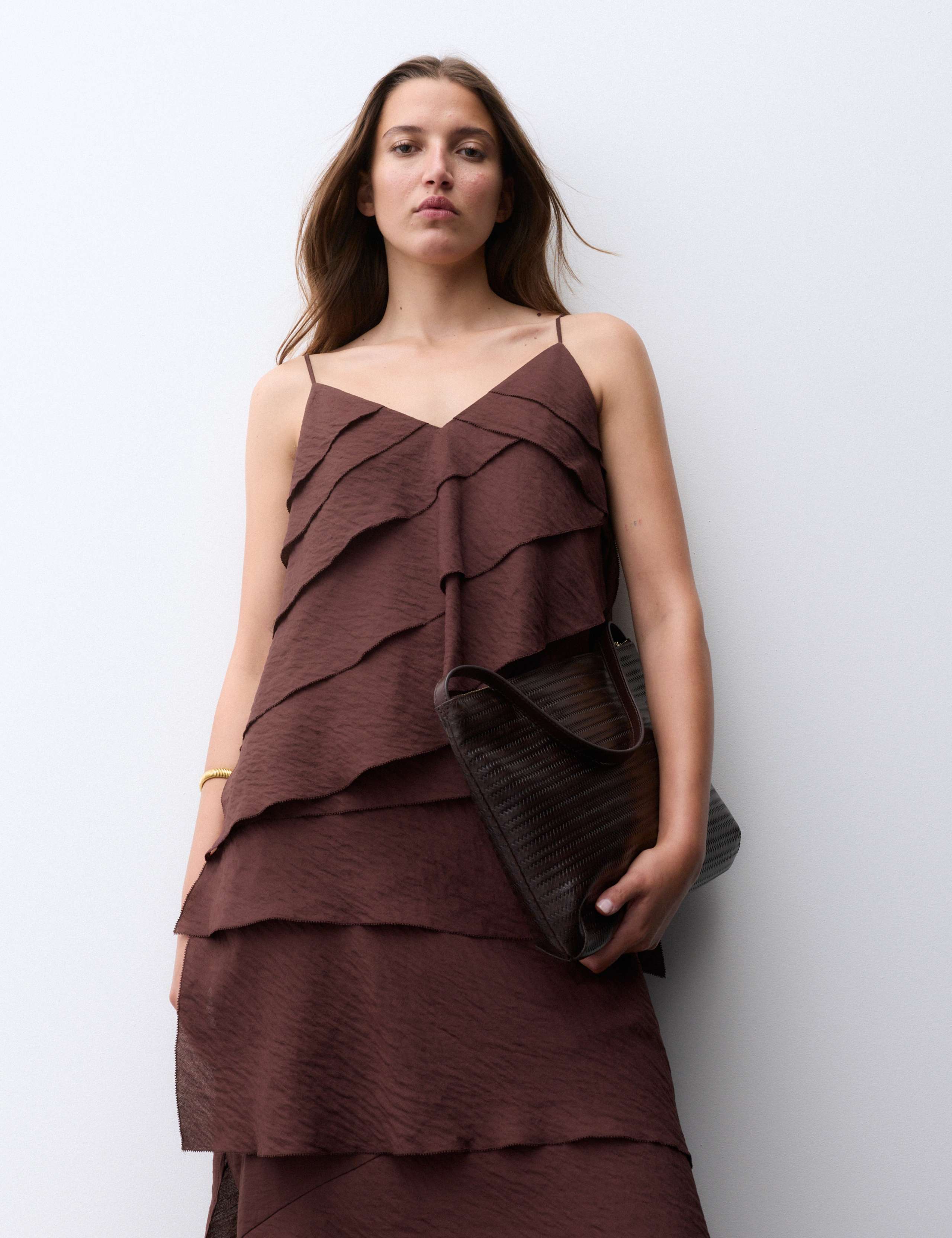 Textured V-Neck Ruffle Maxi Cami Dress 4 of 7