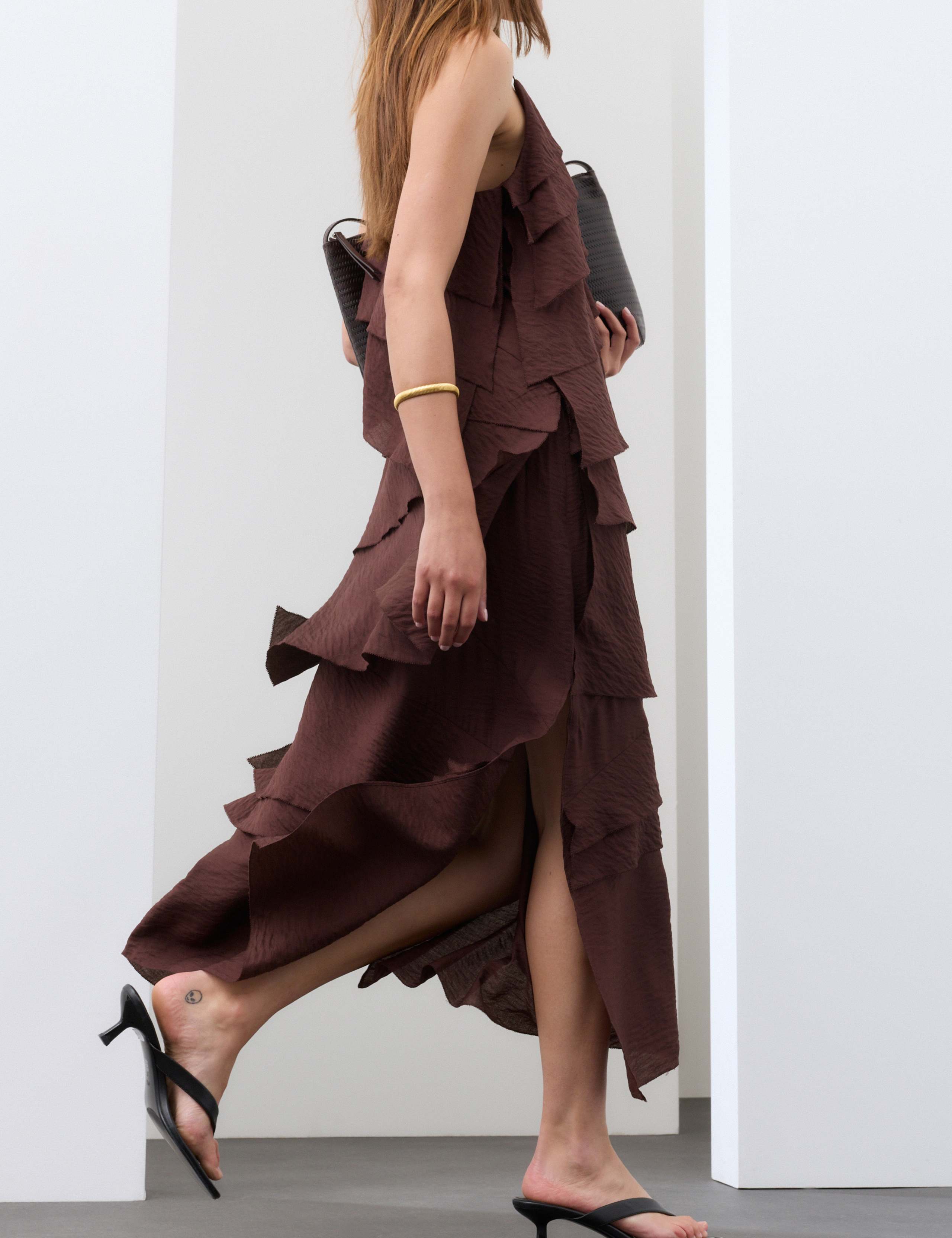 Textured V-Neck Ruffle Maxi Cami Dress 5 of 7