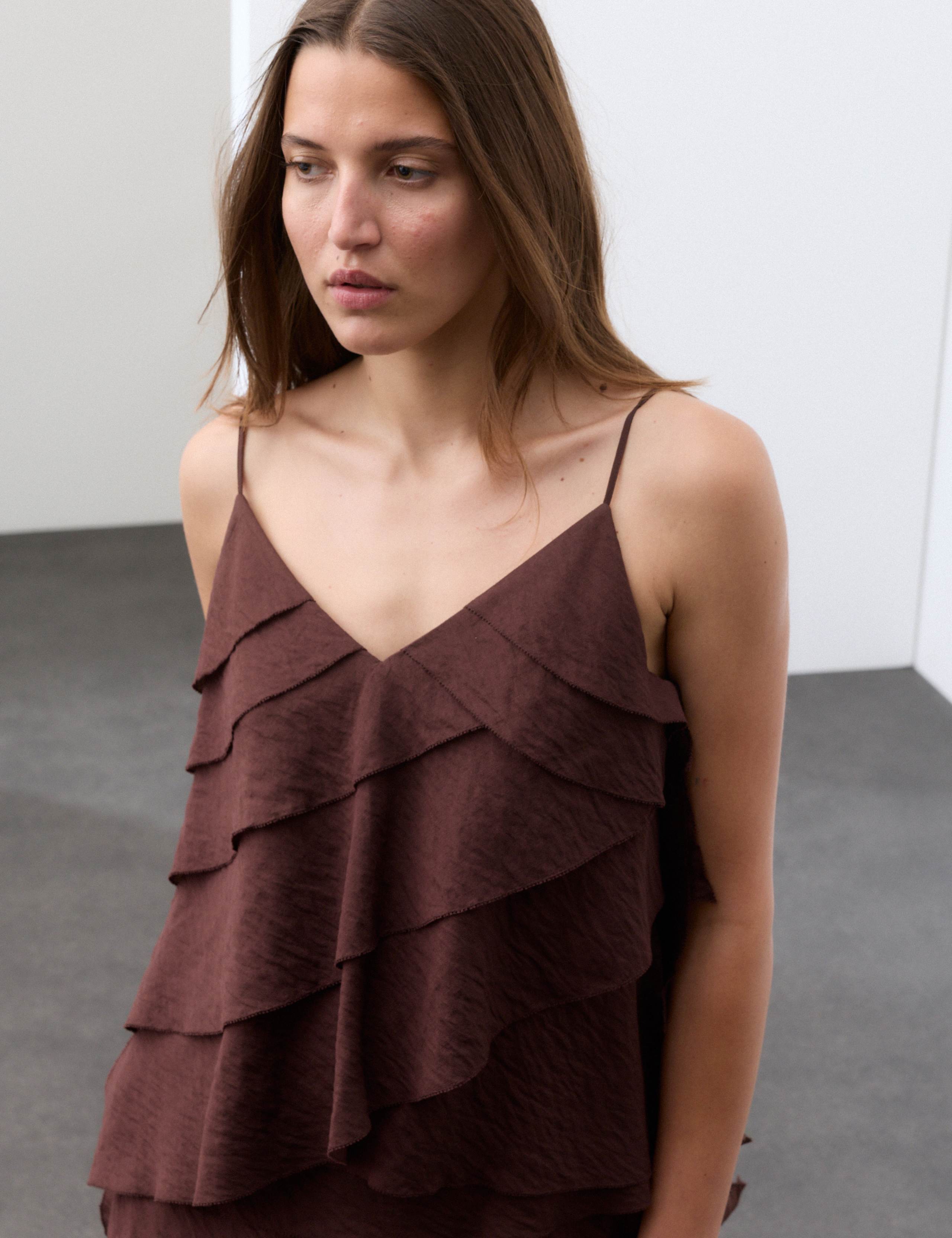 Textured V-Neck Ruffle Maxi Cami Dress 6 of 7