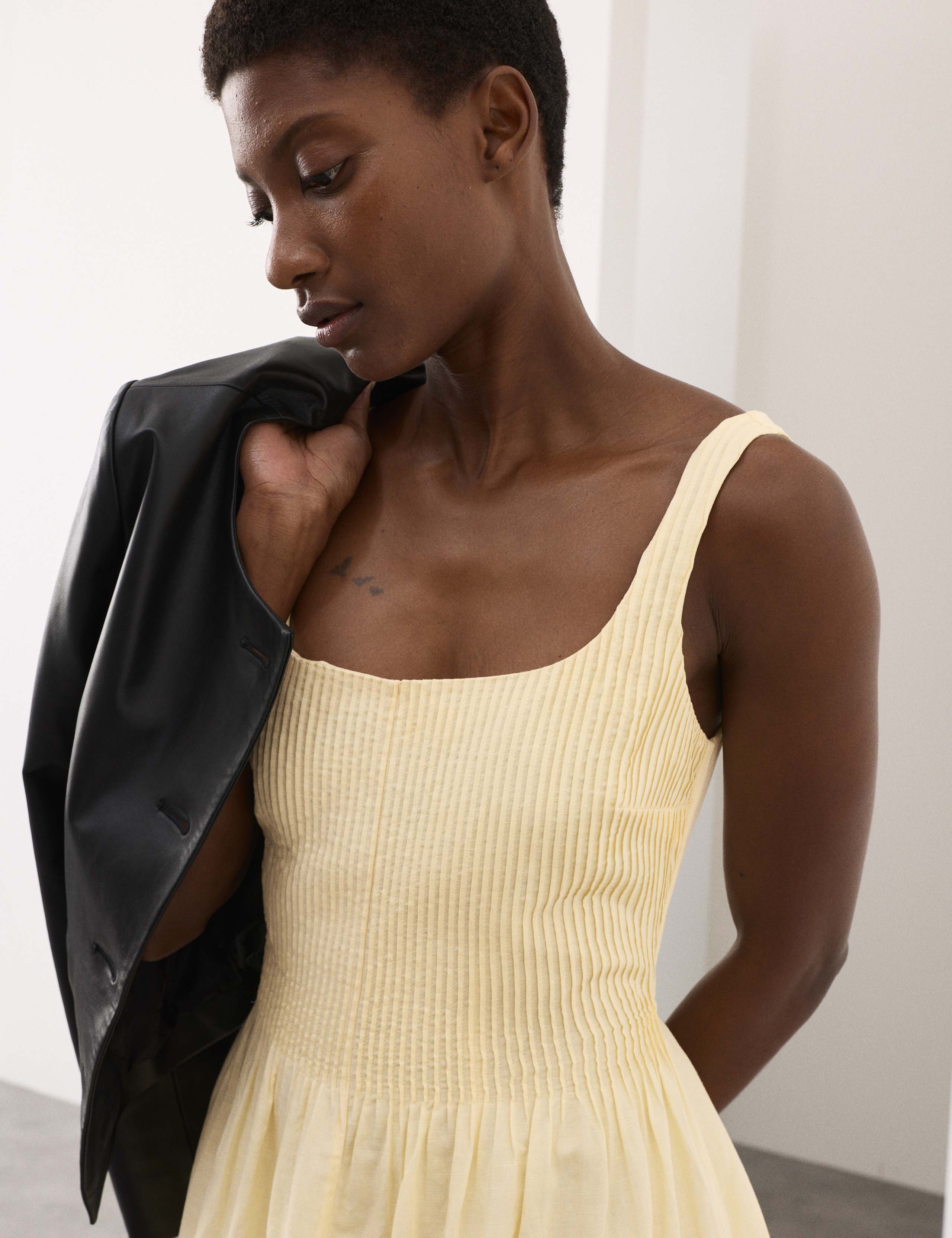 Linen Rich Pintuck Midaxi Skater Dress 6 of 7