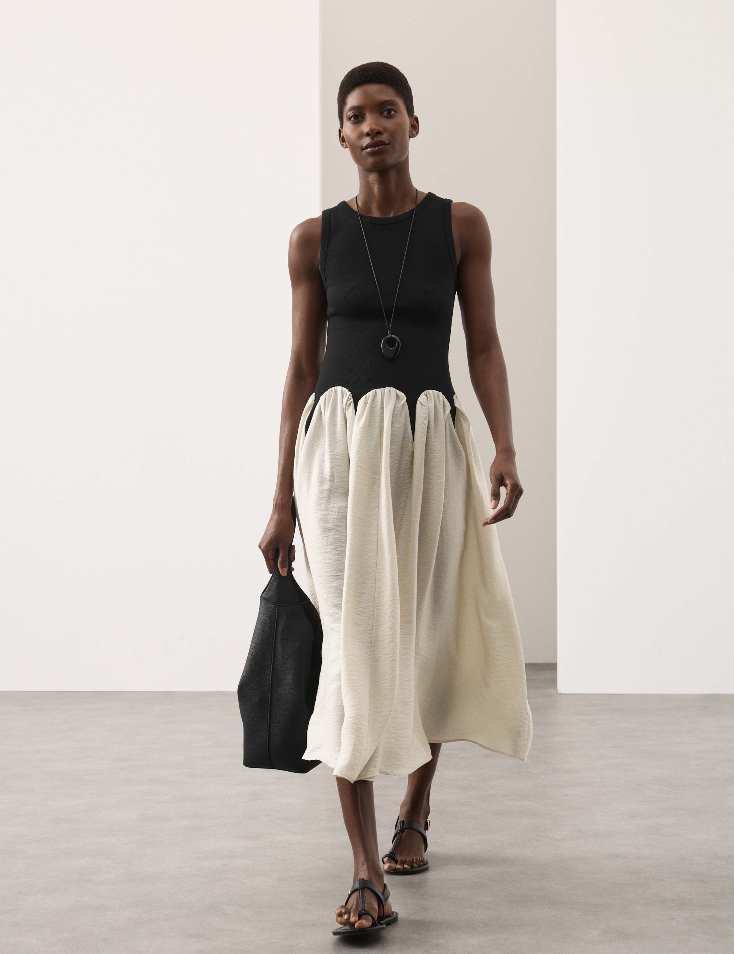 Cotton Rich Godet Midi Skater Dress 1 of 7