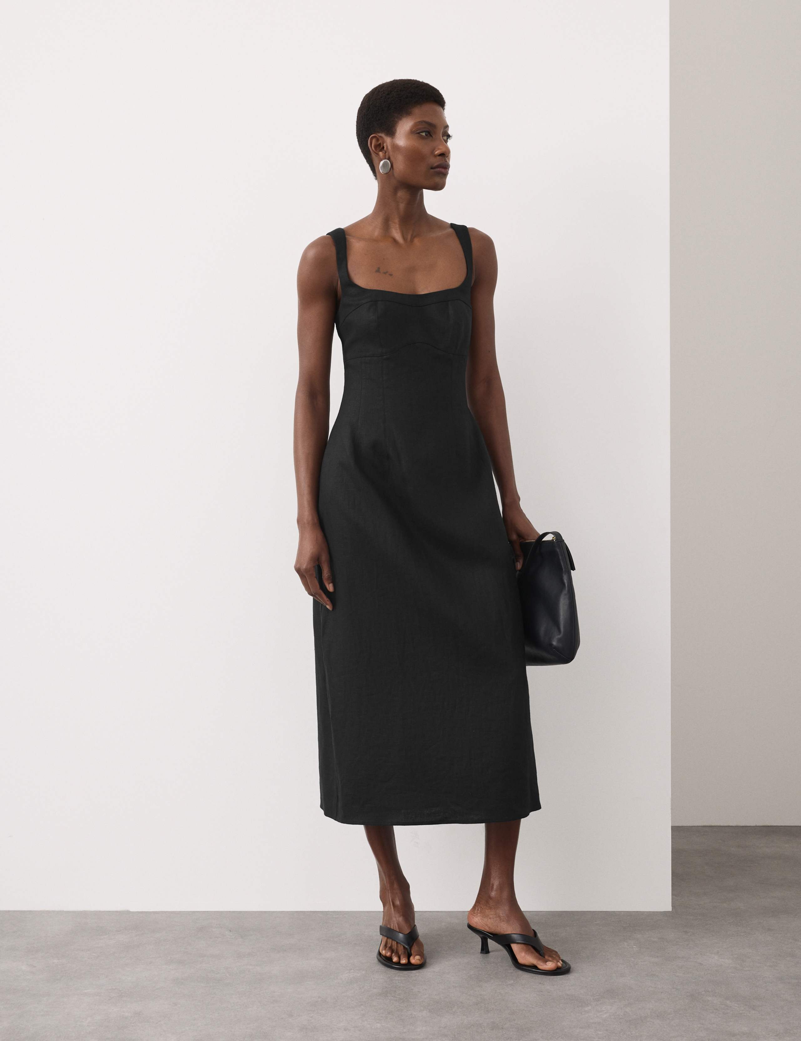 Pure Linen Structured Waisted Dress 1 of 7