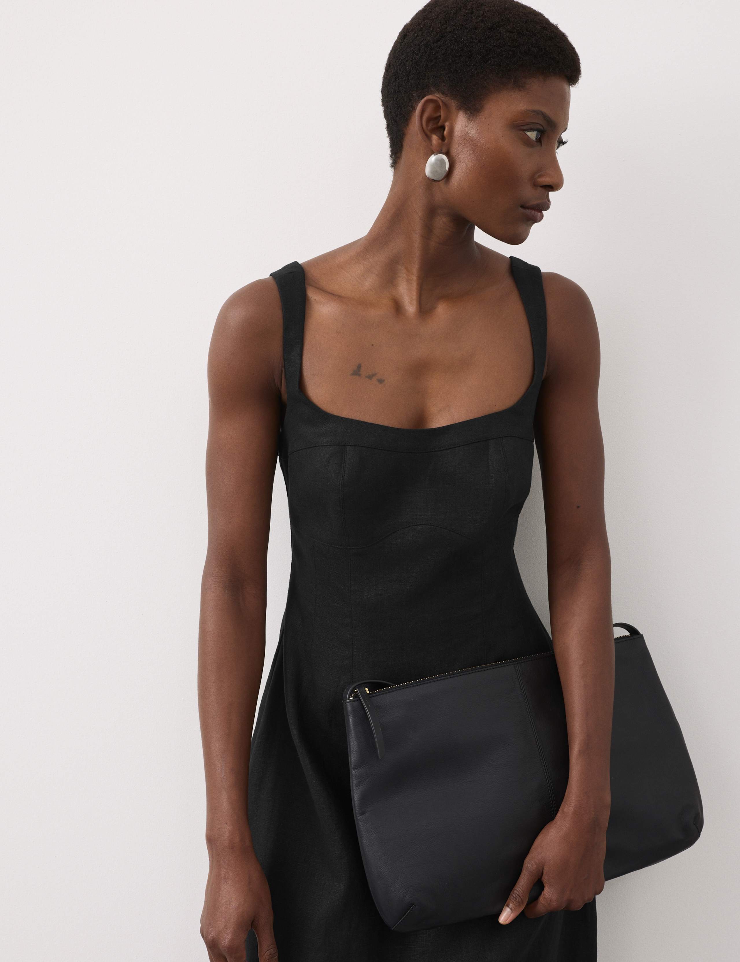 Pure Linen Structured Waisted Dress 3 of 7