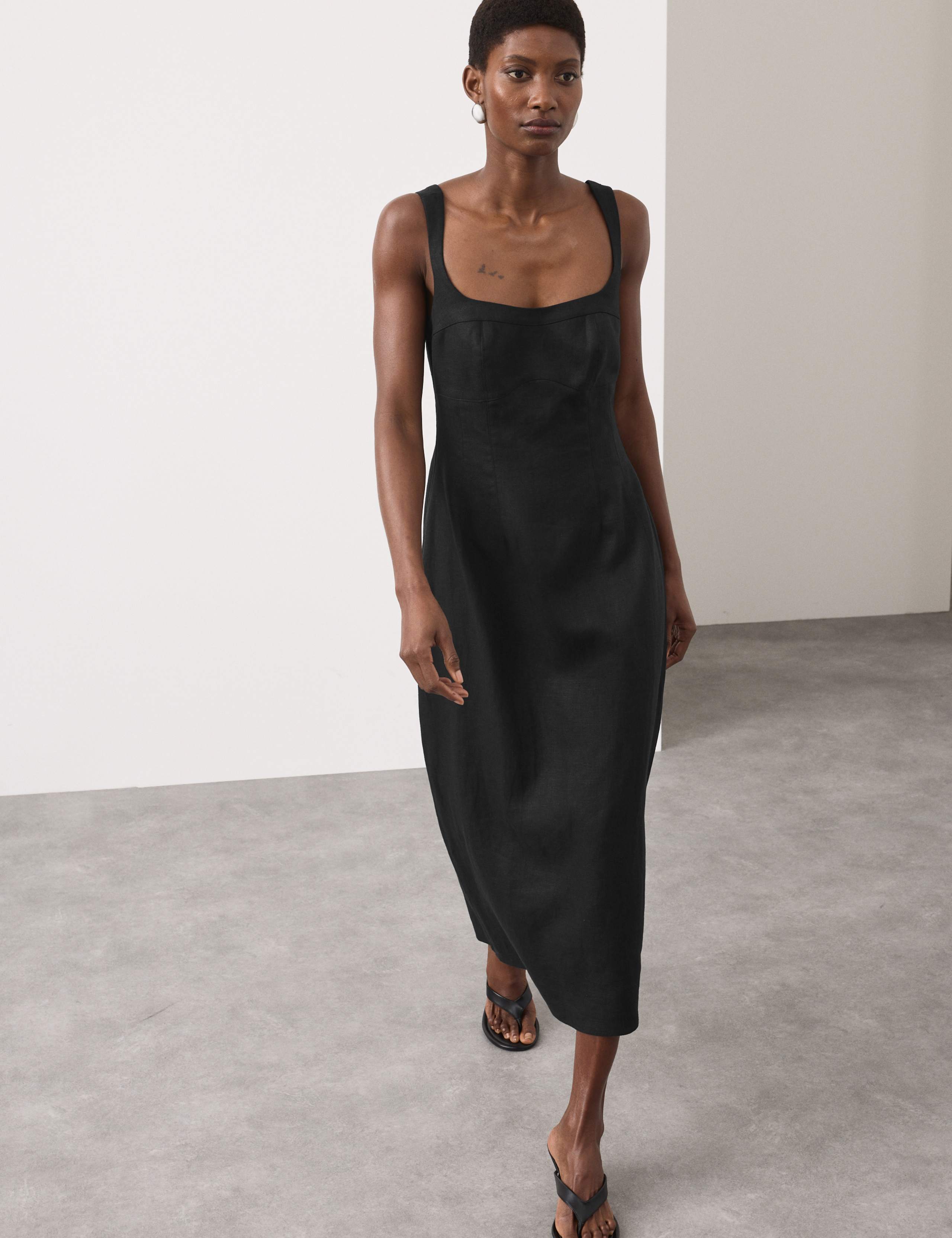 Pure Linen Structured Waisted Dress 6 of 7