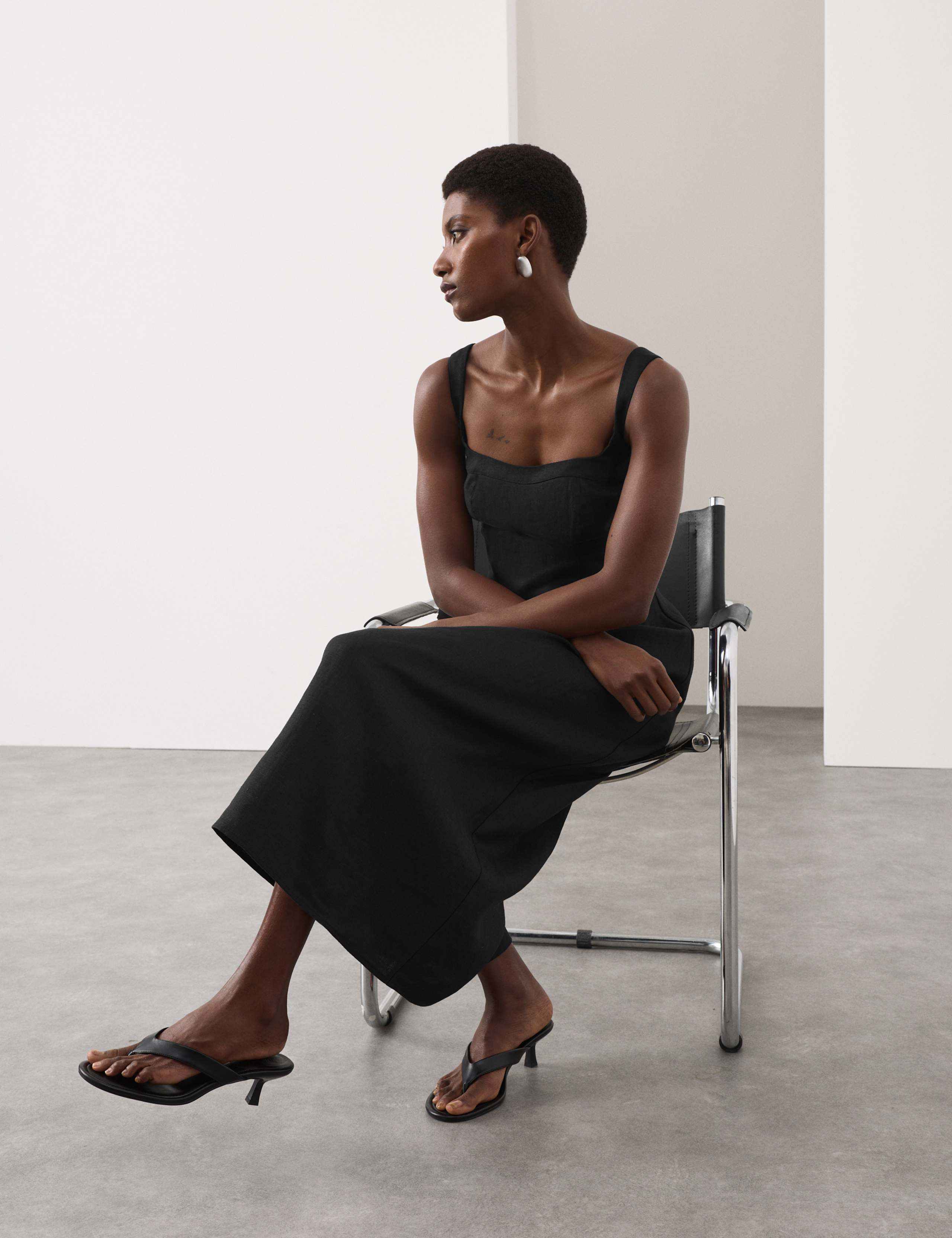 Pure Linen Structured Waisted Dress 7 of 7