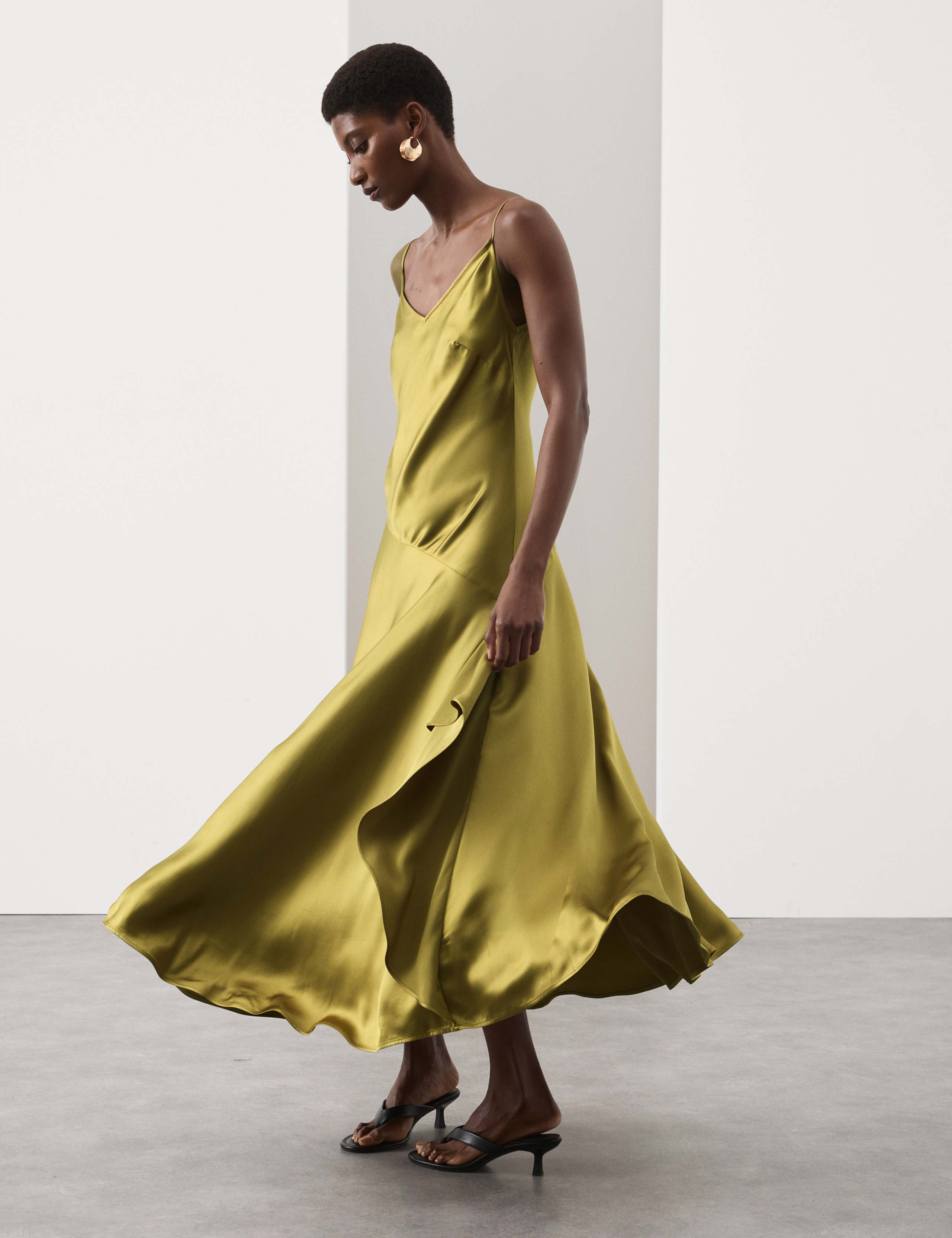 Satin Ruffle Maxi Slip Dress 7 of 7