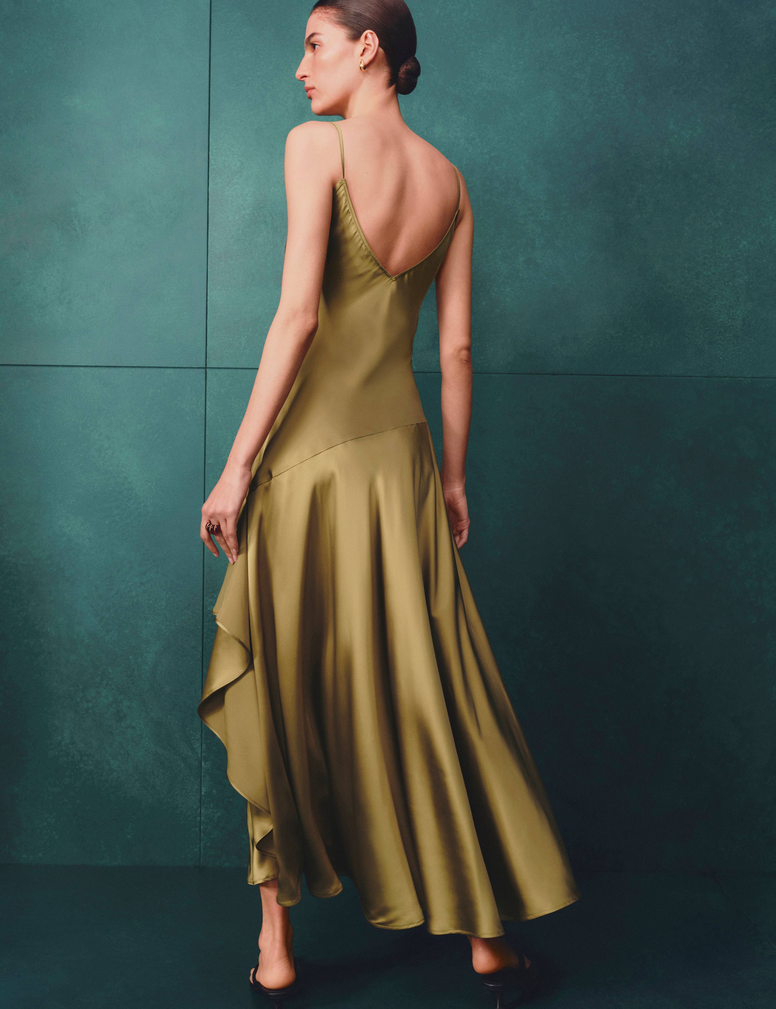 Satin Ruffle Maxi Slip Dress 9 of 9