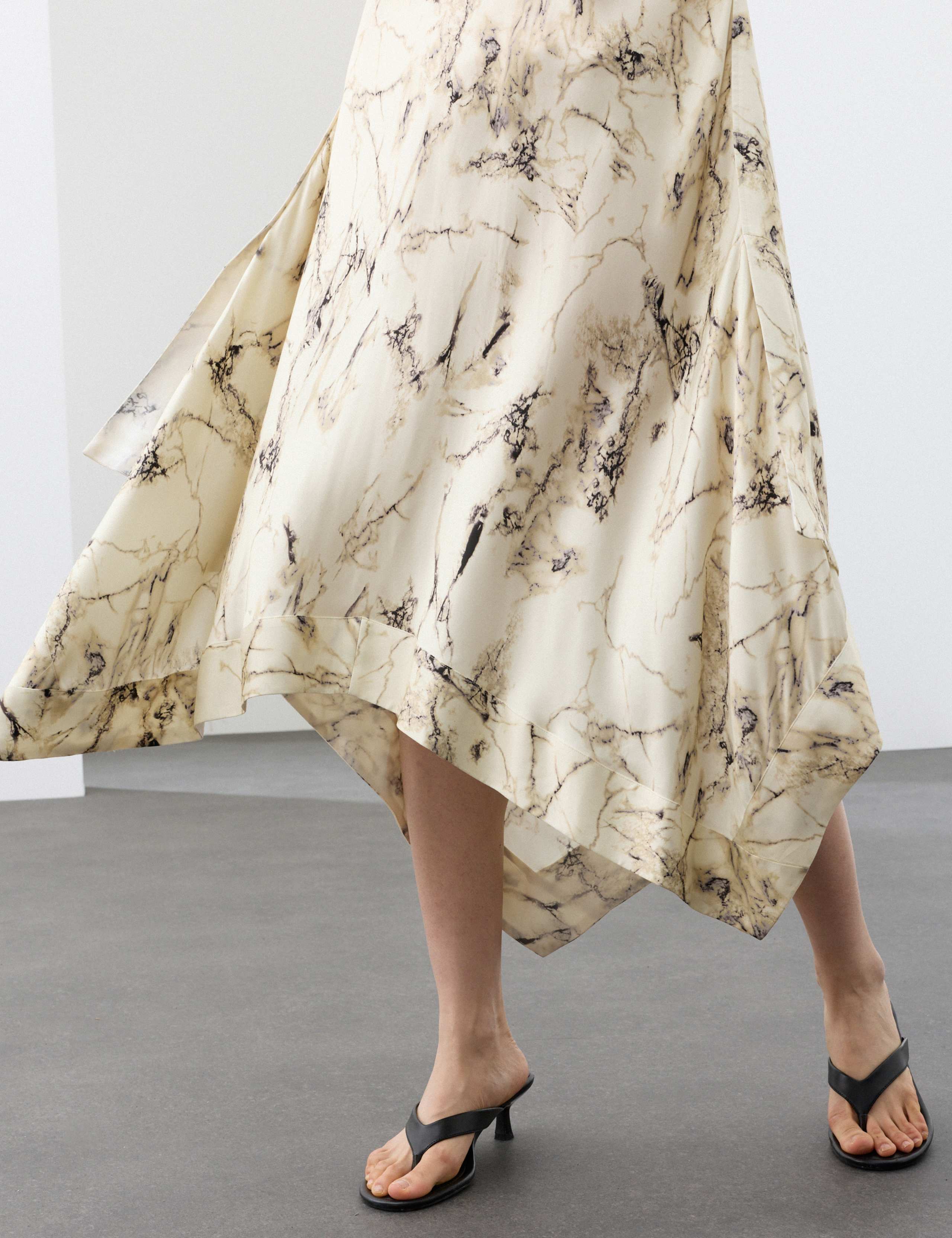 Cupro Rich Printed Asymmetric Midi Slip Dress 9 of 9