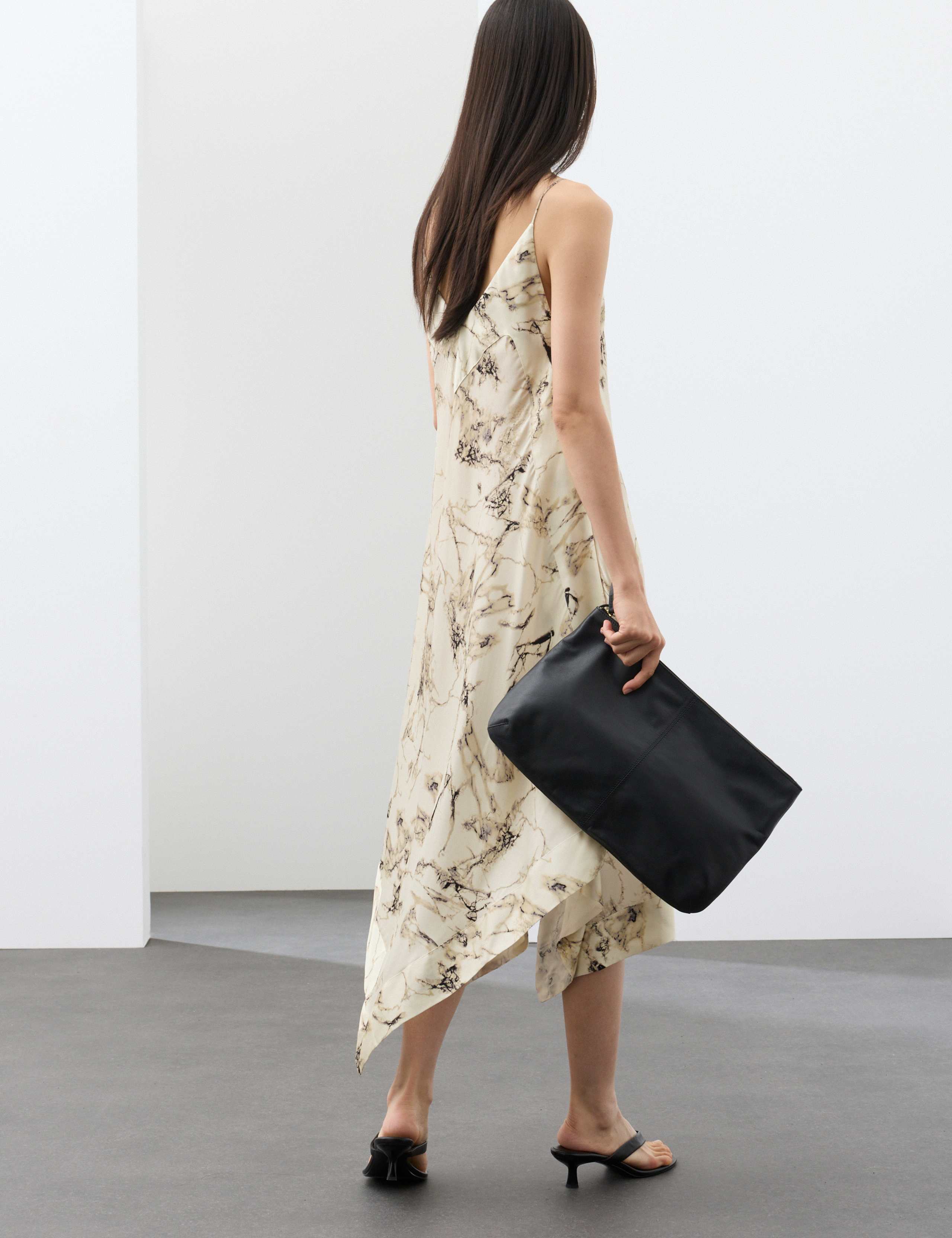 Cupro Rich Printed Asymmetric Midi Slip Dress 4 of 9