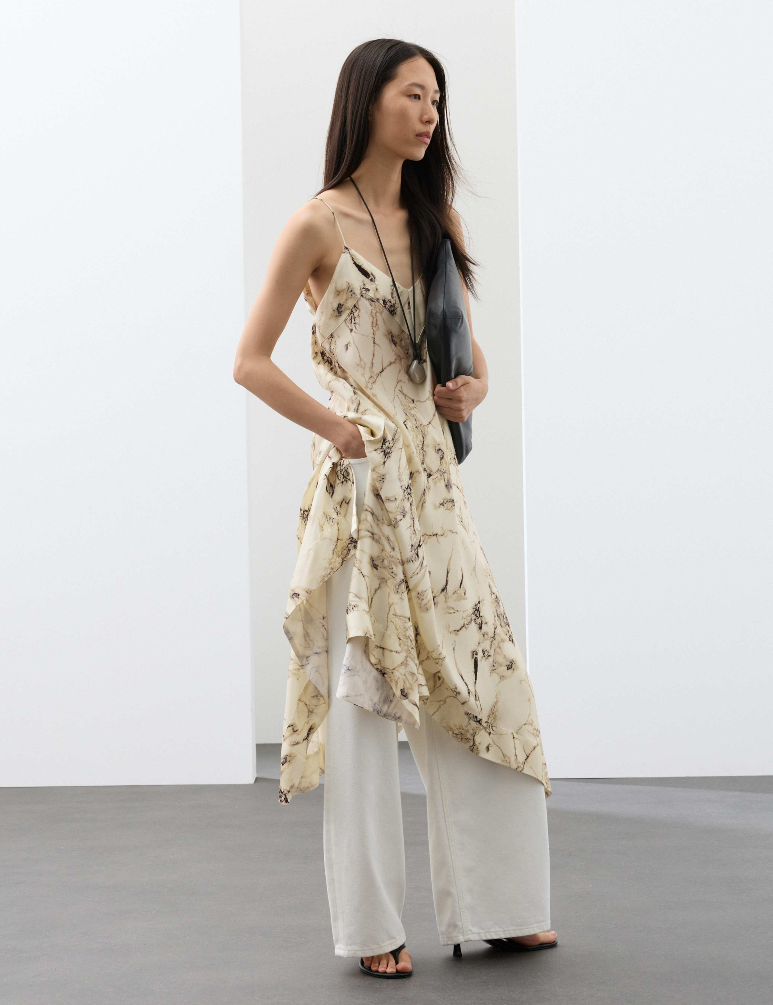 Cupro Rich Printed Asymmetric Midi Slip Dress 6 of 9