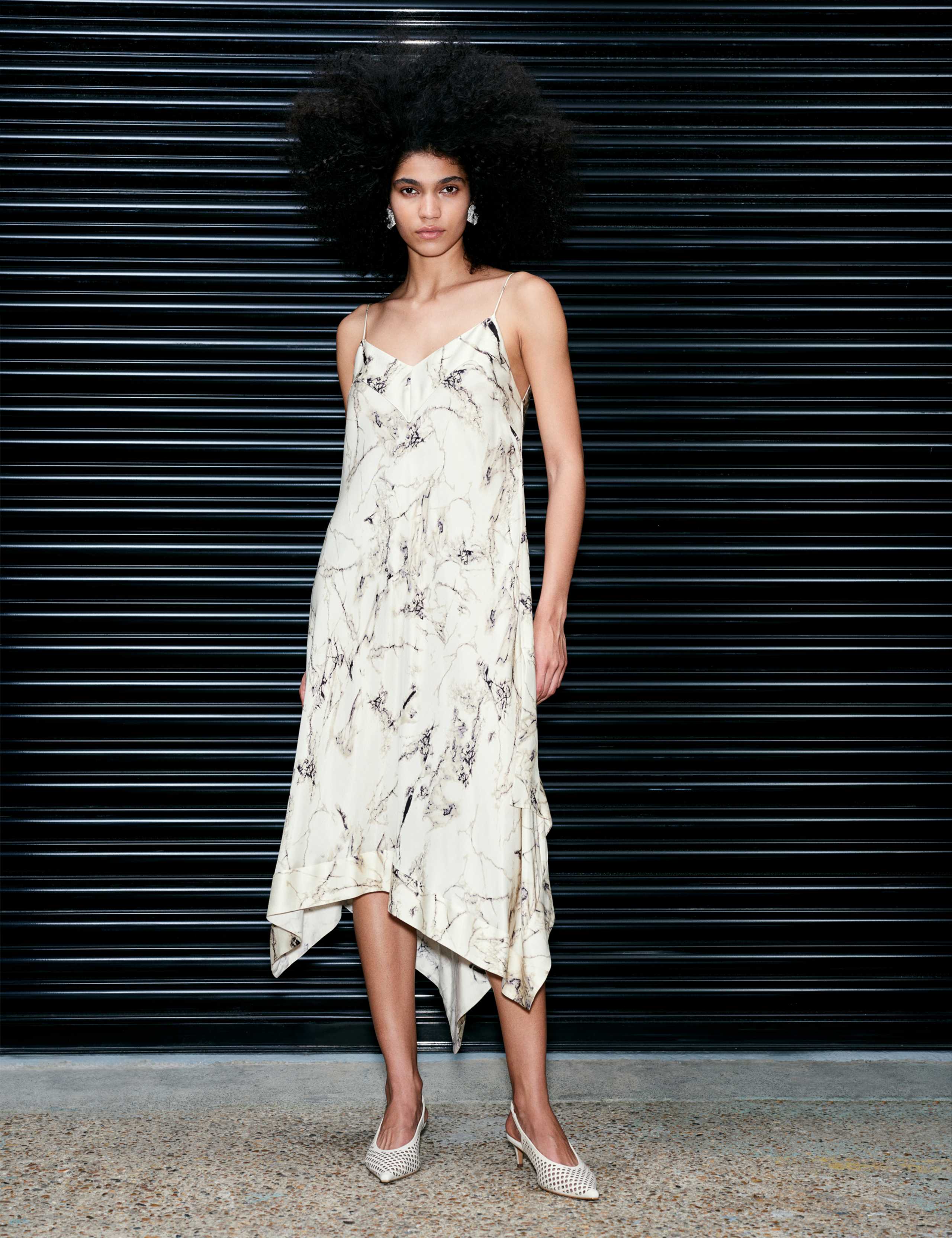 Cupro Rich Printed Asymmetric Midi Slip Dress 7 of 9