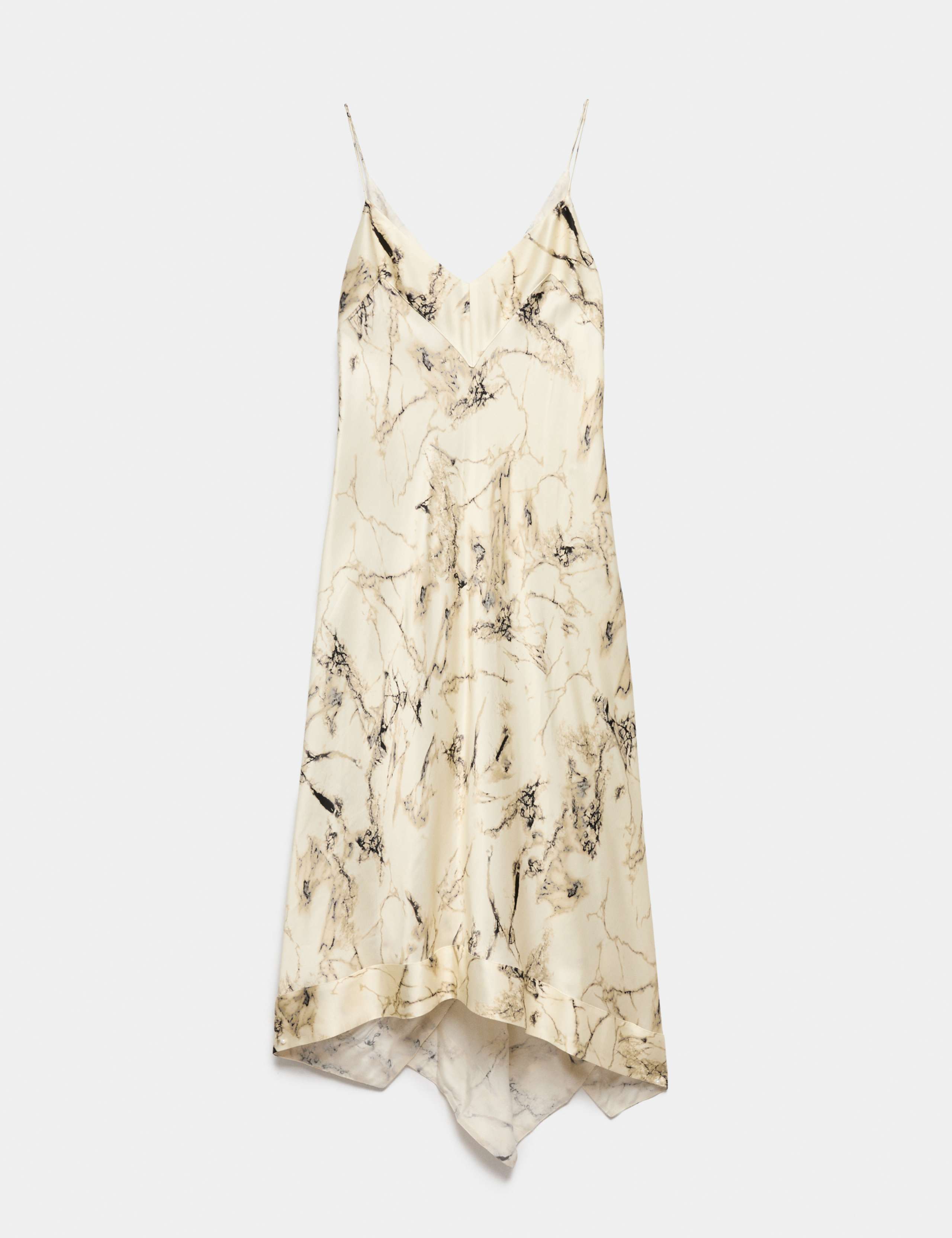 Cupro Rich Printed Asymmetric Midi Slip Dress 2 of 9