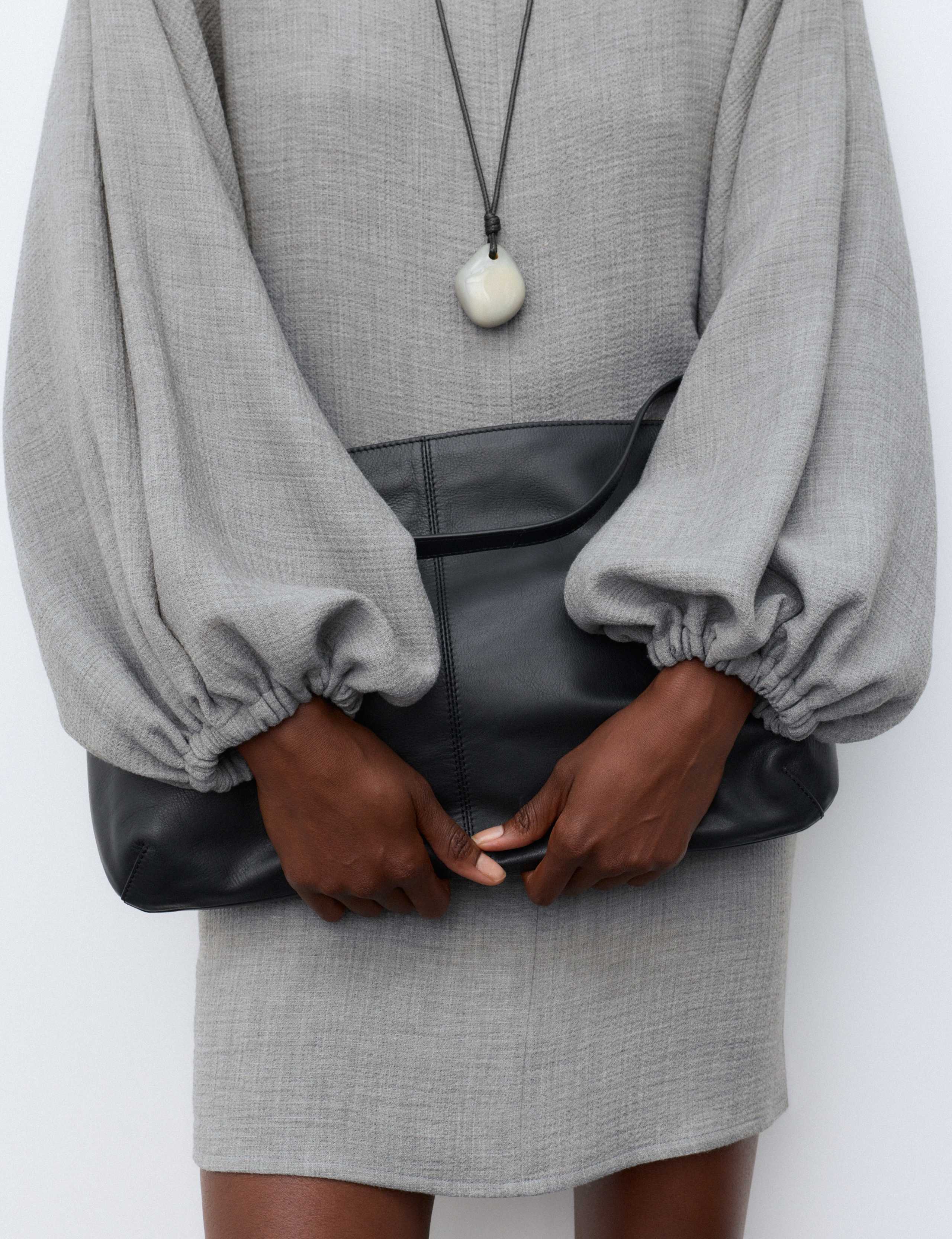 Textured Blouson Sleeve Mini Shift Dress 7 of 7