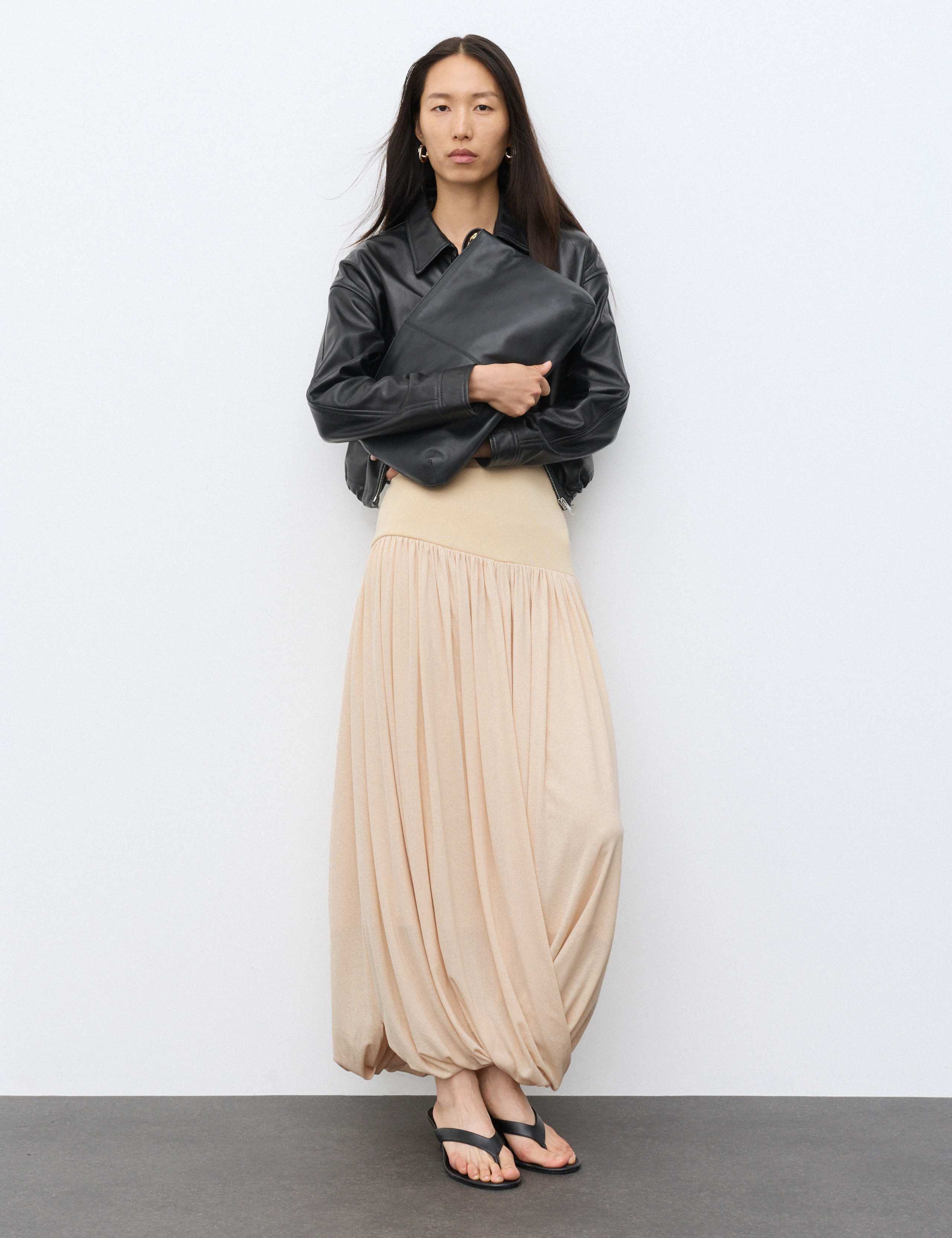 Knitted Scoop Neck Draped Maxi Drop Waist Dress 5 of 7