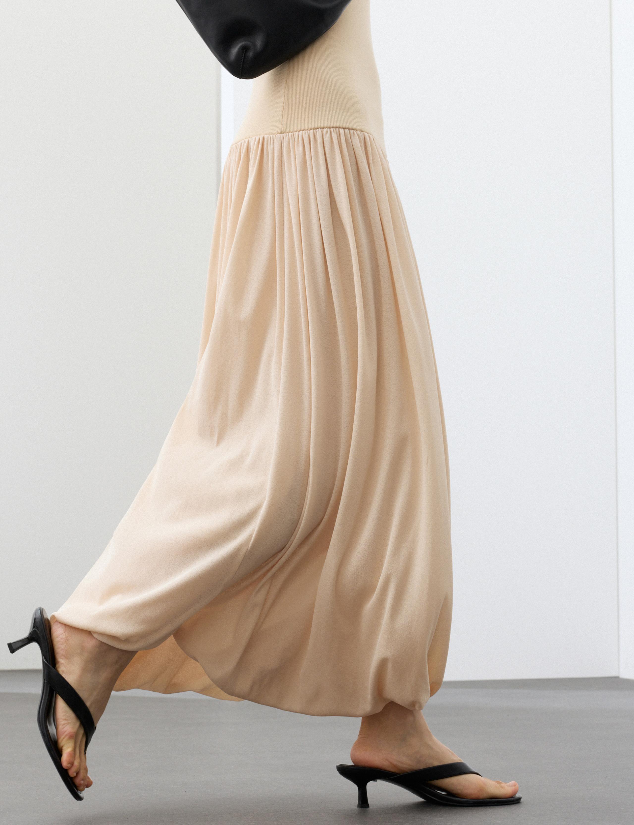 Knitted Scoop Neck Draped Maxi Drop Waist Dress 6 of 7