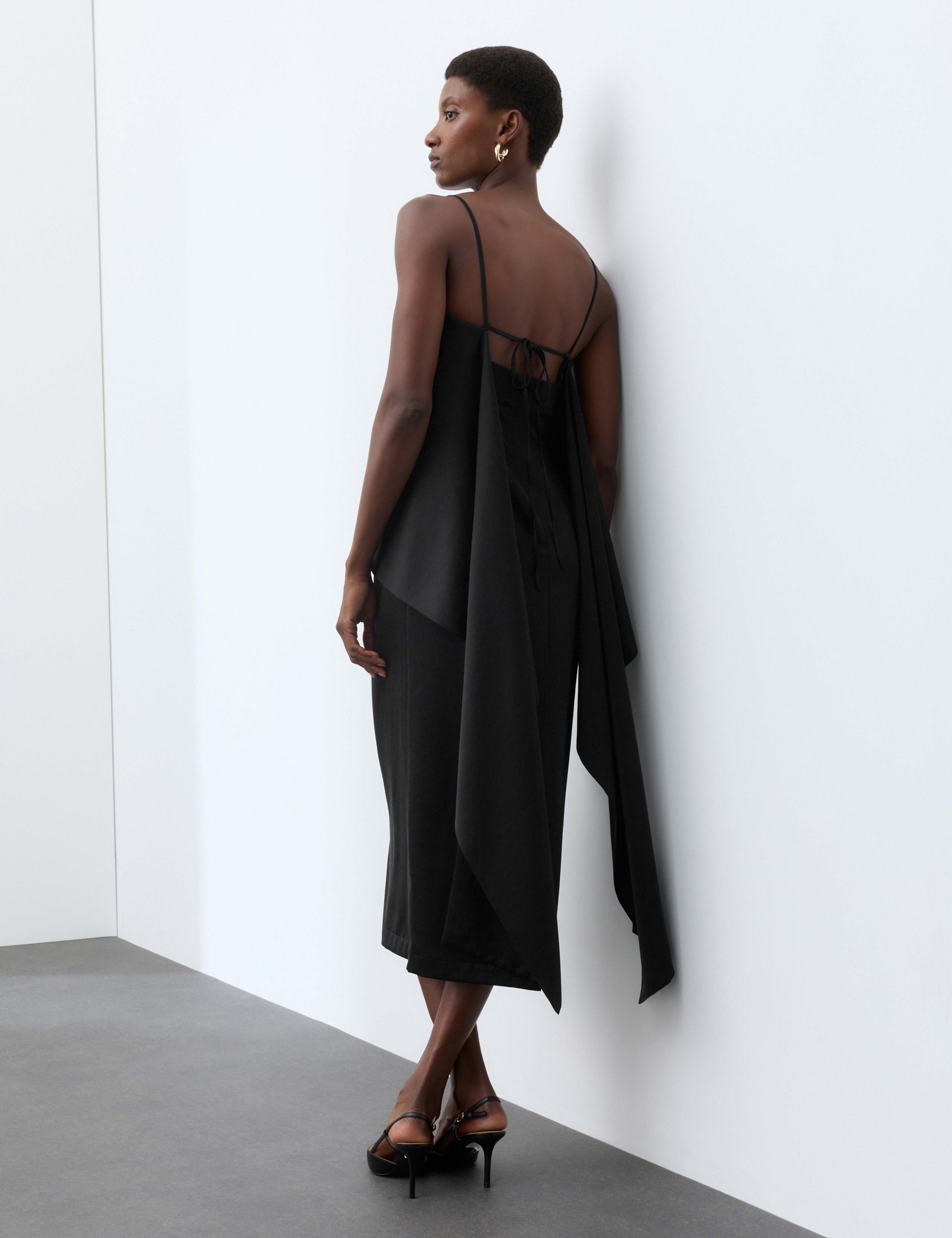 Lyocell Rich Satin Draped Midaxi Cami Dress 3 of 7