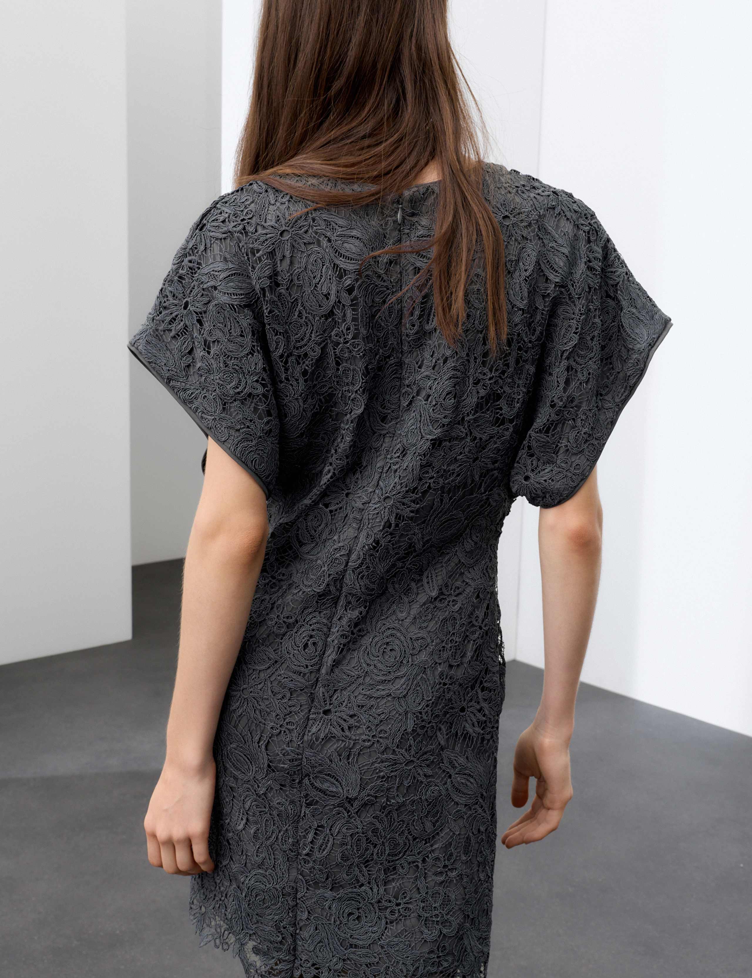 Lace V Neck Mini Shift Dress 3 of 6