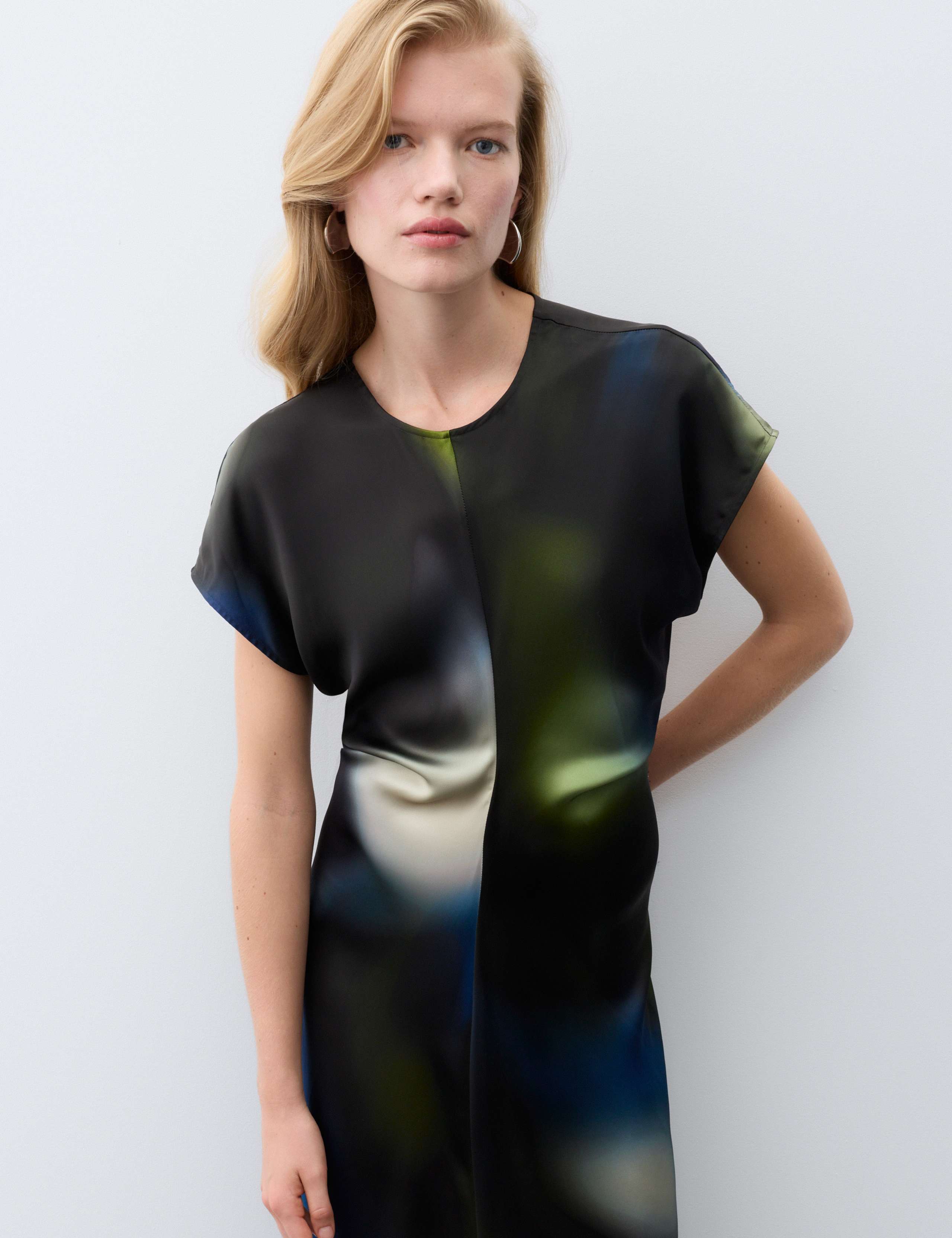 Satin Printed Draped Midaxi Column Dress 6 of 6