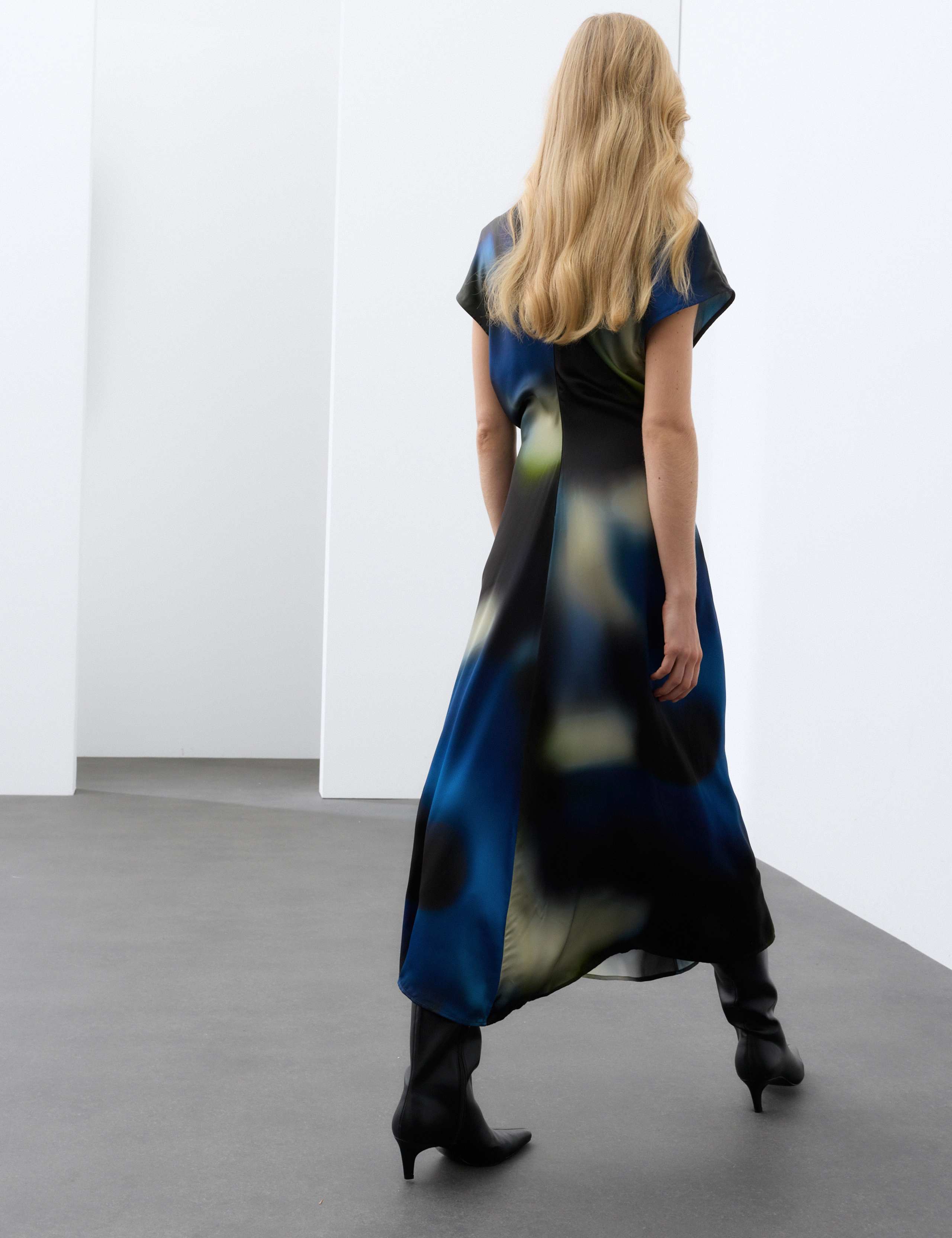 Satin Printed Draped Midaxi Column Dress 3 of 6