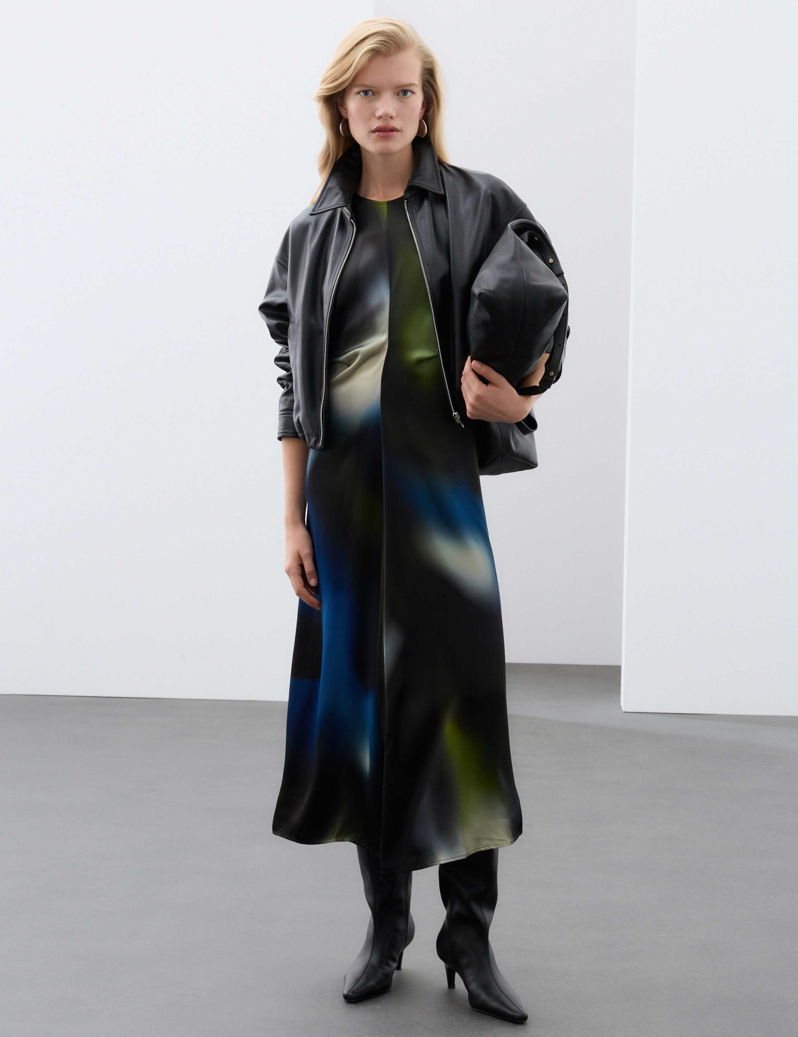 Satin Printed Draped Midaxi Column Dress 5 of 6