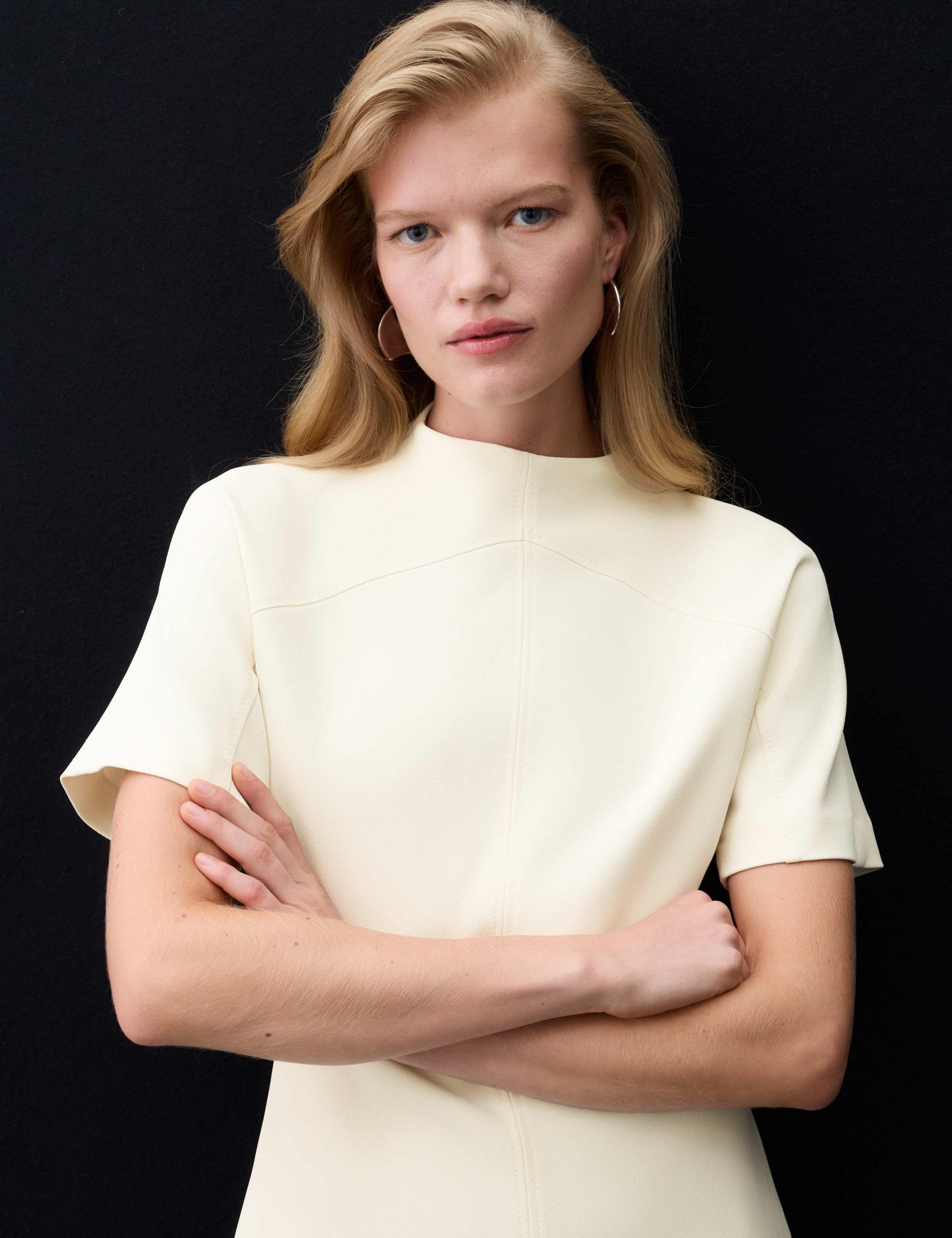 Satin Crepe High Neck Mini Waisted Dress 7 of 7