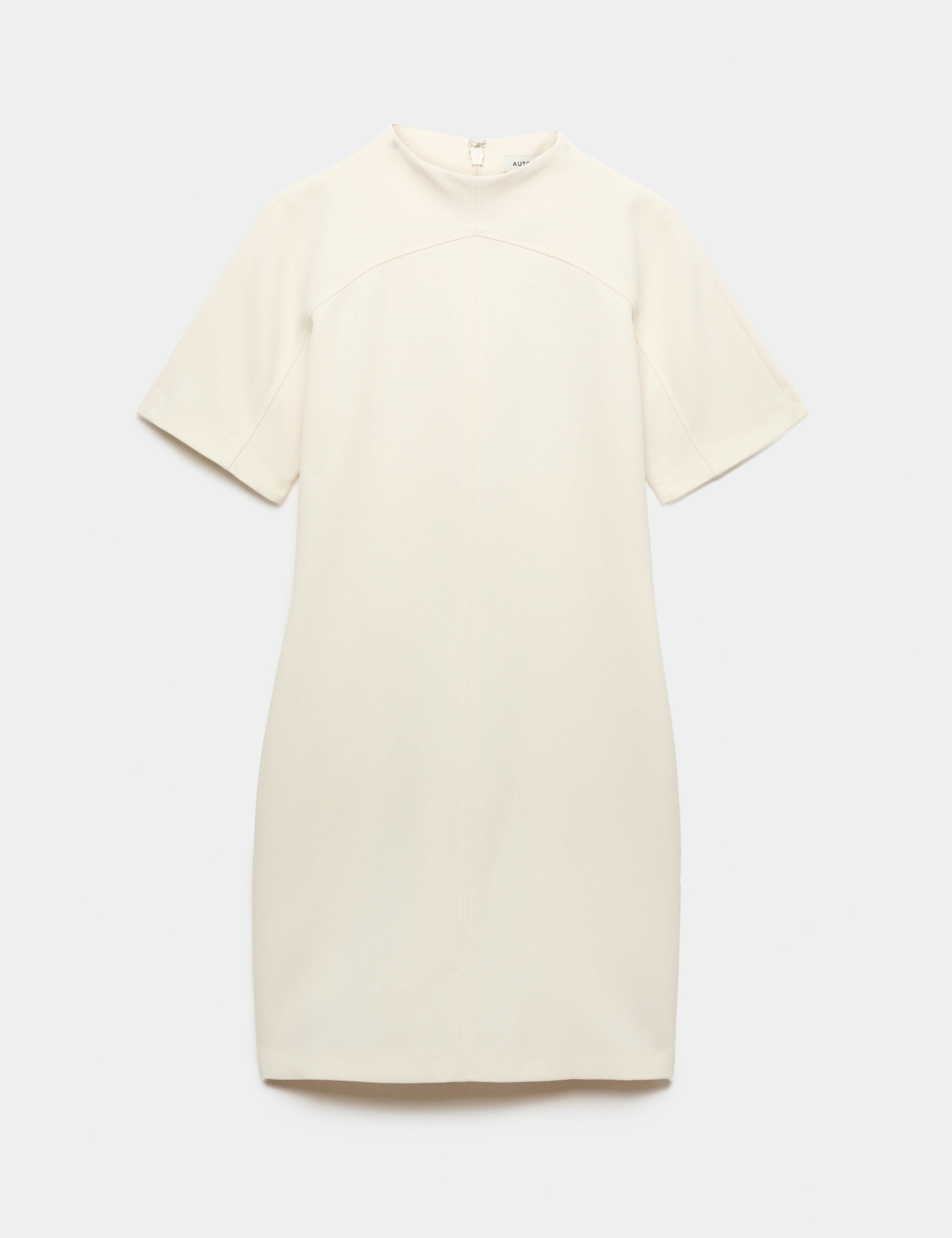 Satin Crepe High Neck Mini Waisted Dress 2 of 7