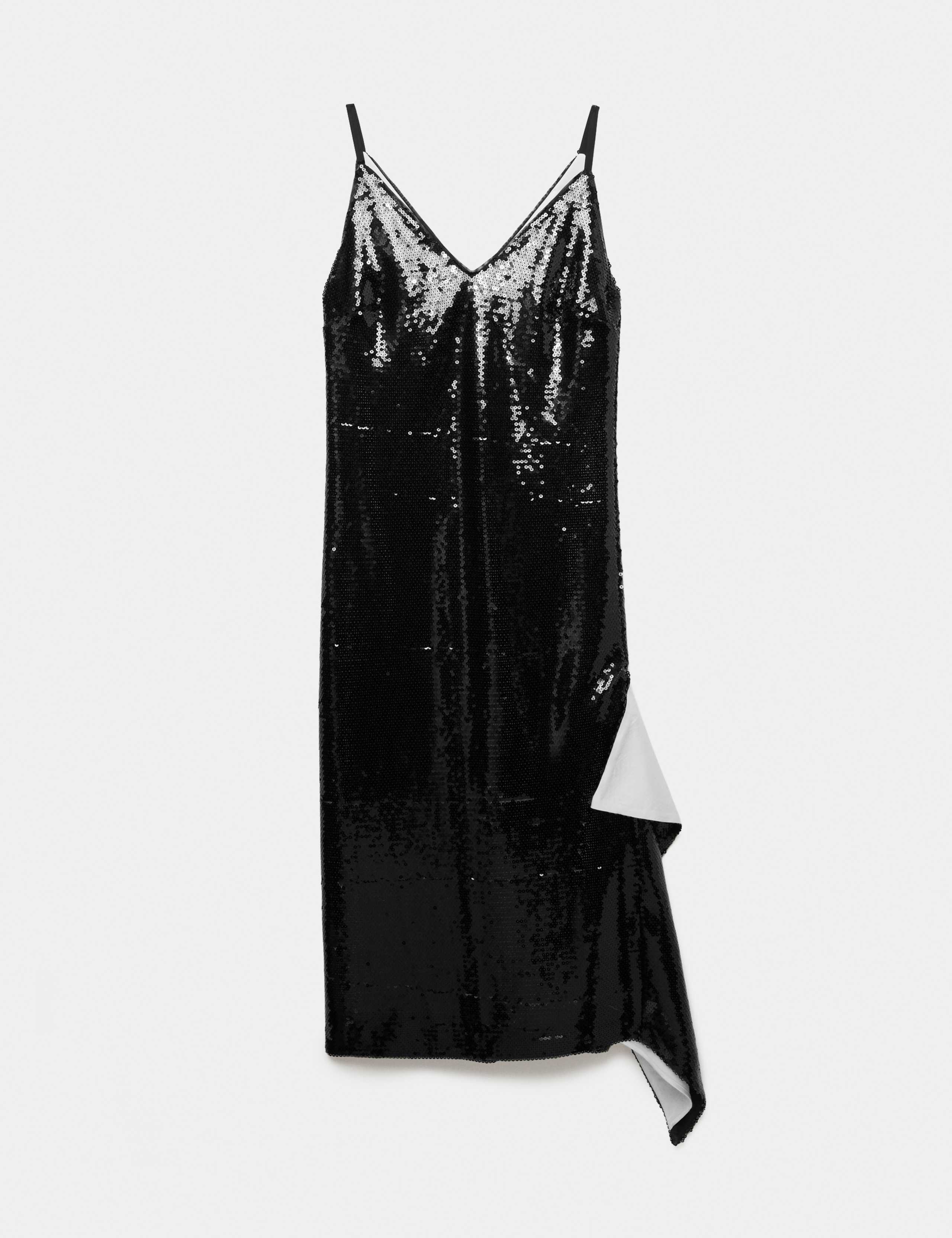 Sequin V Neck Frill Detail Midi Slip Dress 2 of 7