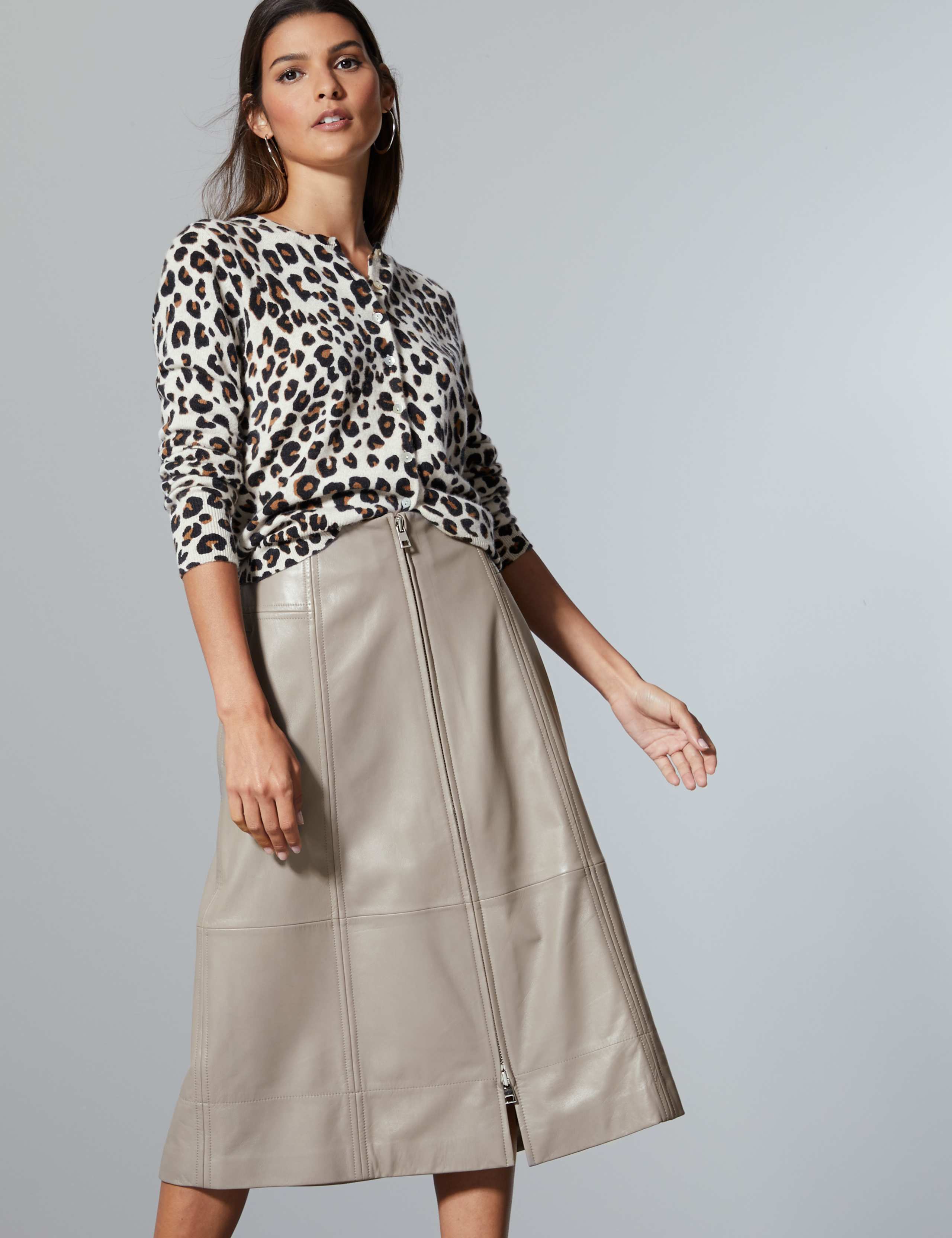 Leather A-Line Midi Skirt 1 of 4