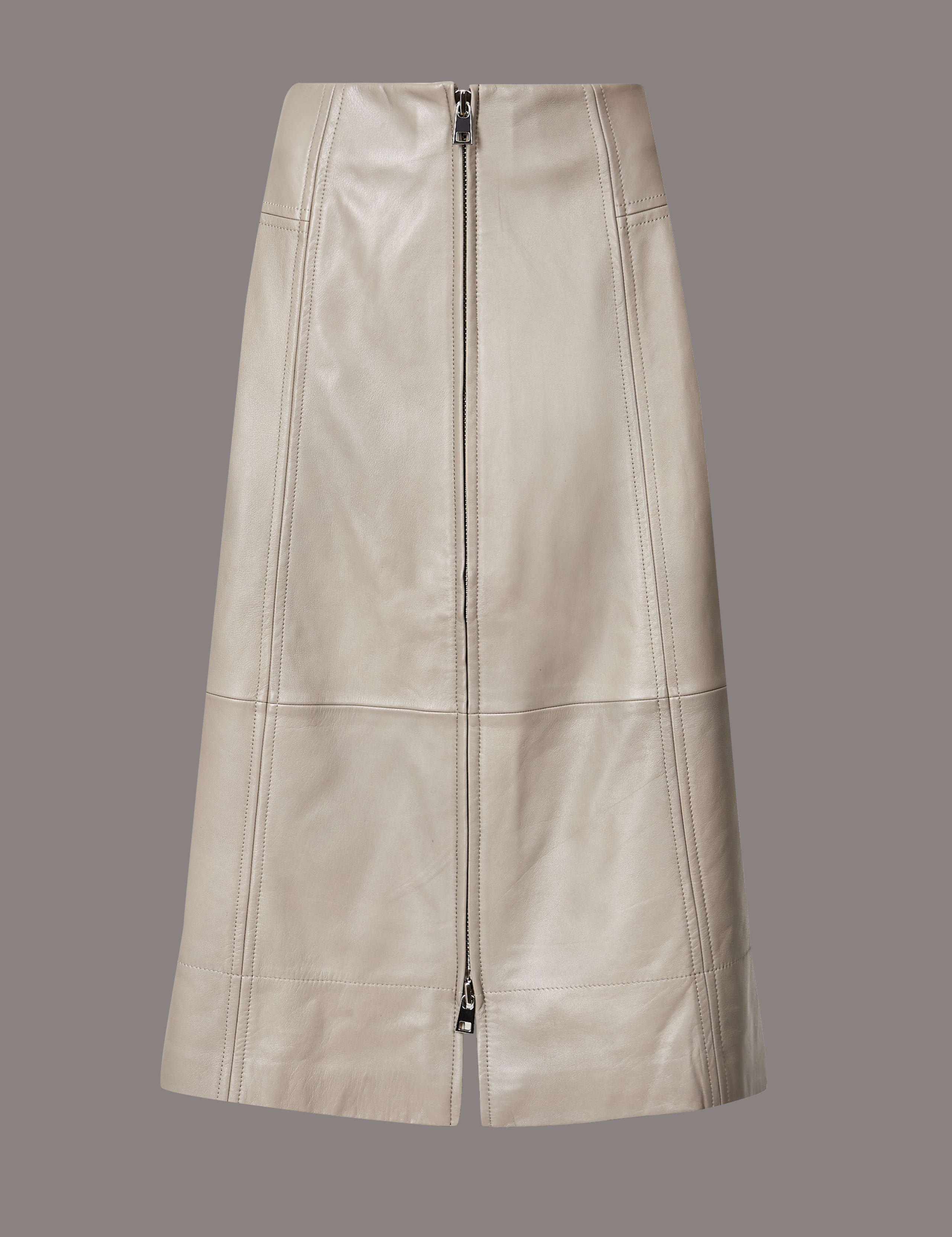 Leather A-Line Midi Skirt 2 of 4