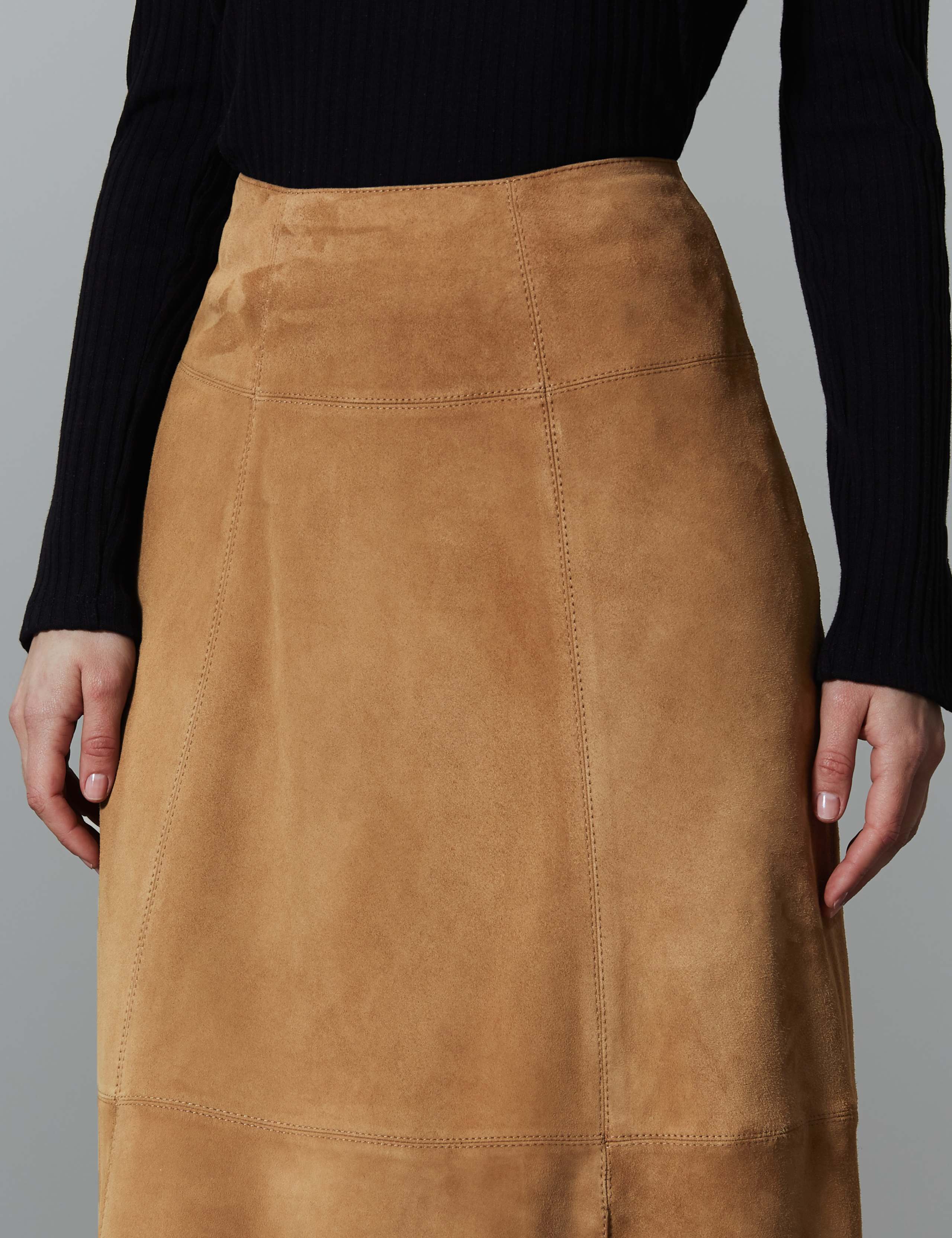 Suede A-Line Midi Skirt 3 of 4