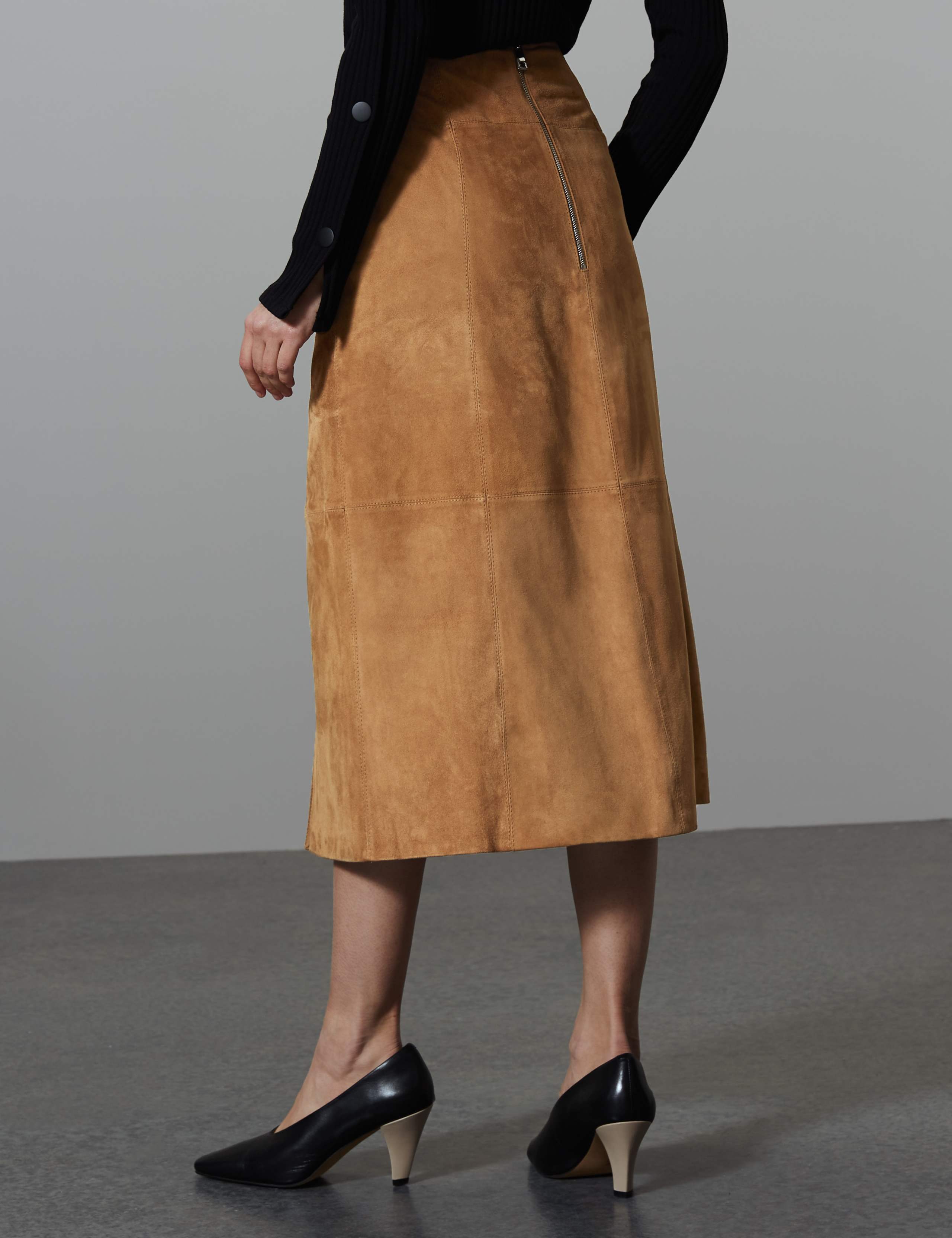 Suede A-Line Midi Skirt 4 of 4