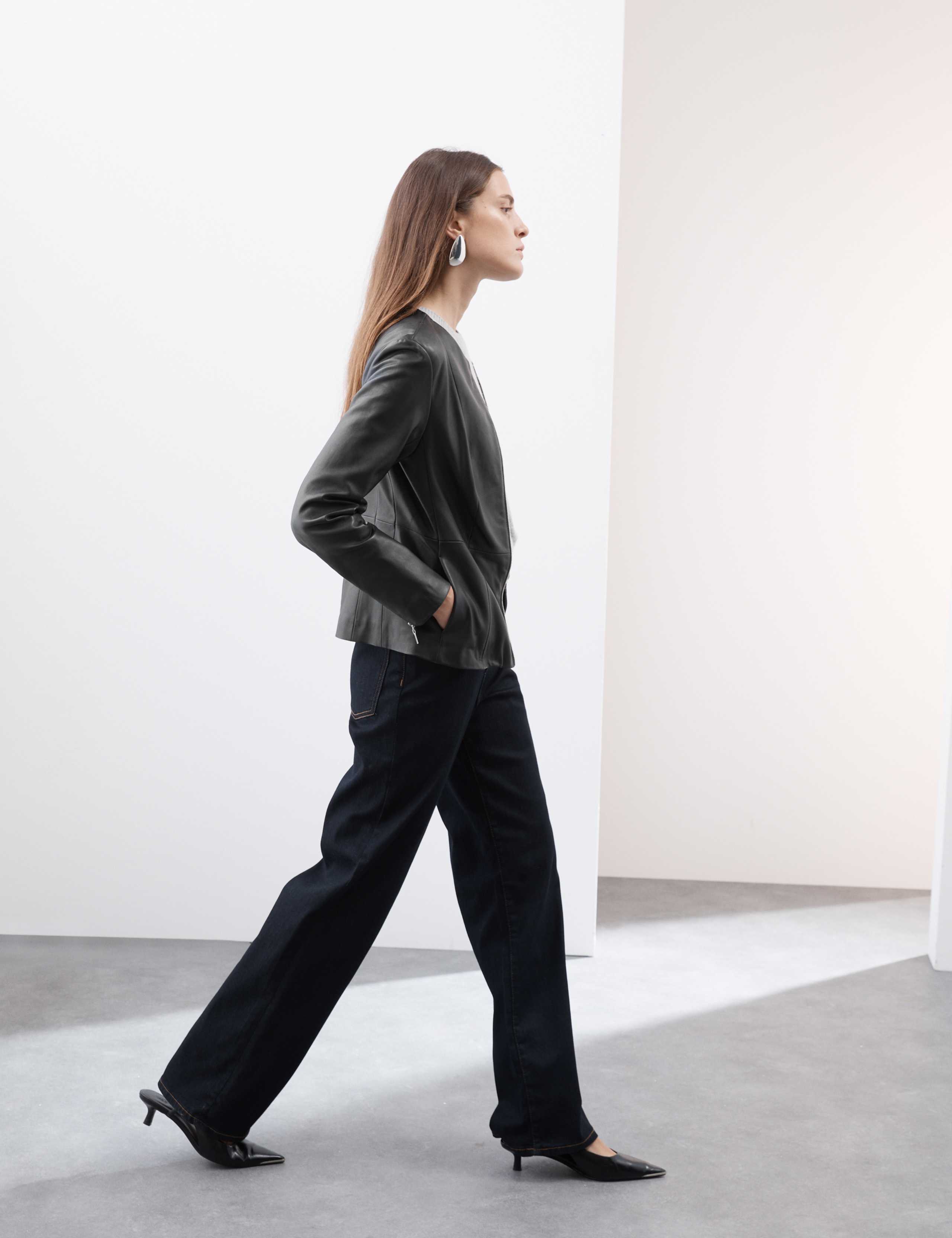Leather Collarless Jacket 4 of 8