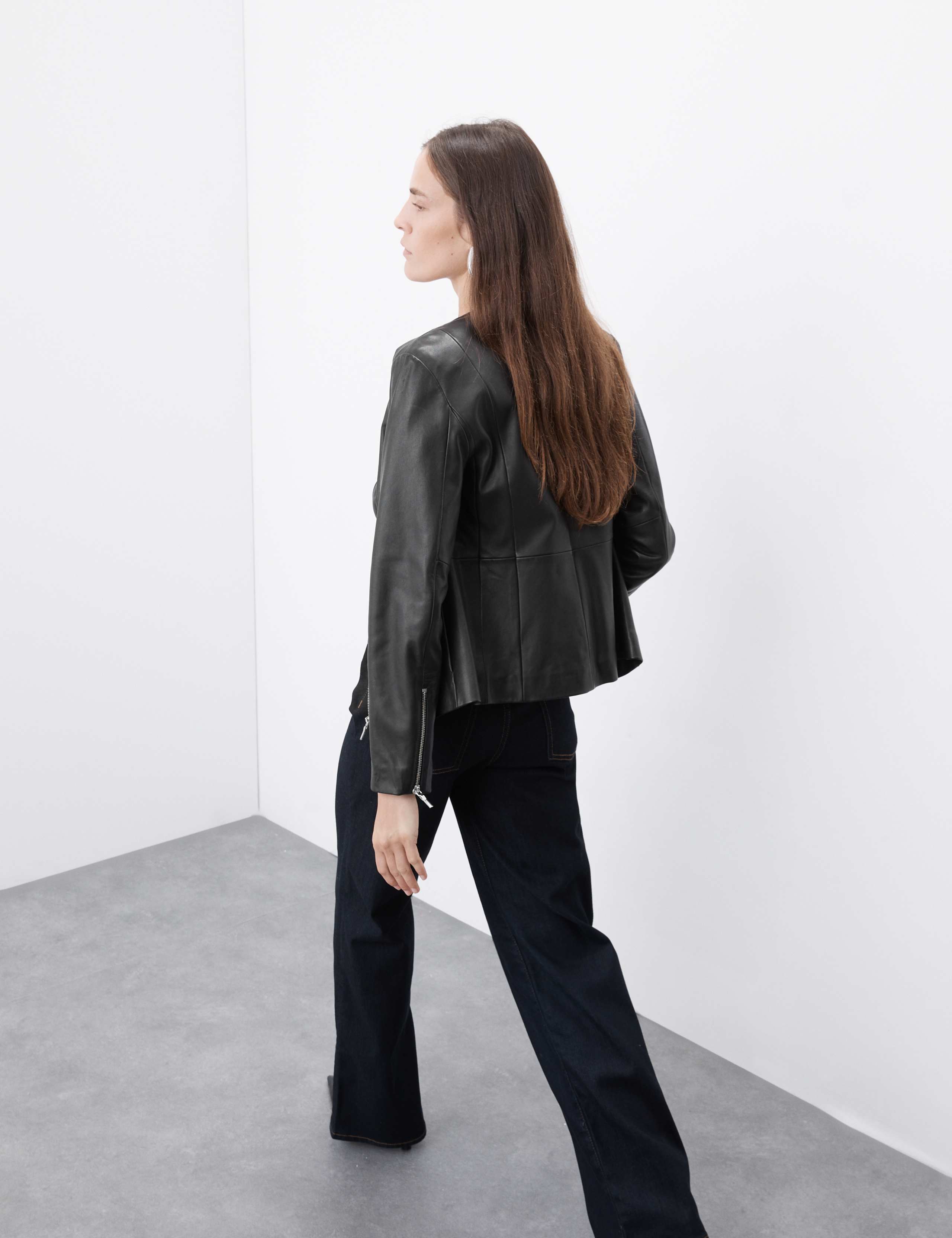Leather Collarless Jacket 6 of 8
