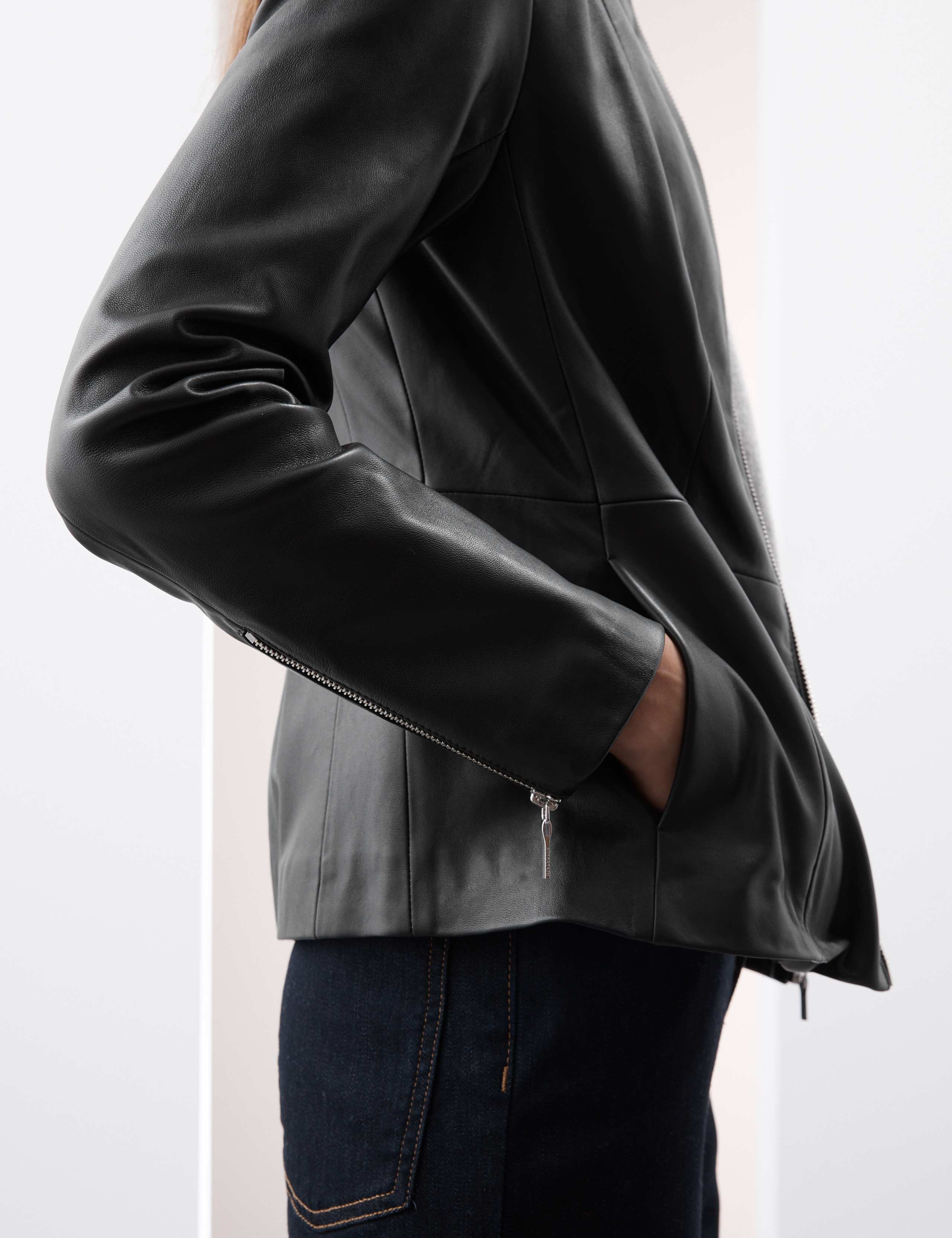 Leather Collarless Jacket 7 of 8