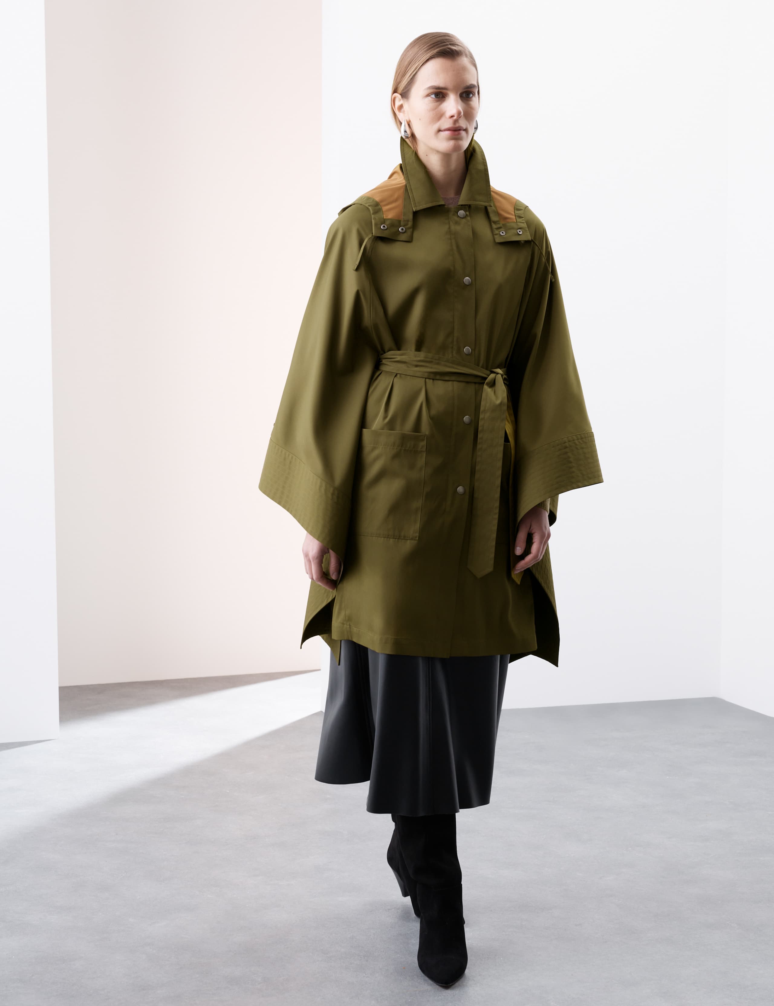 Showerproof Cape Style Trench Coat 1 of 8