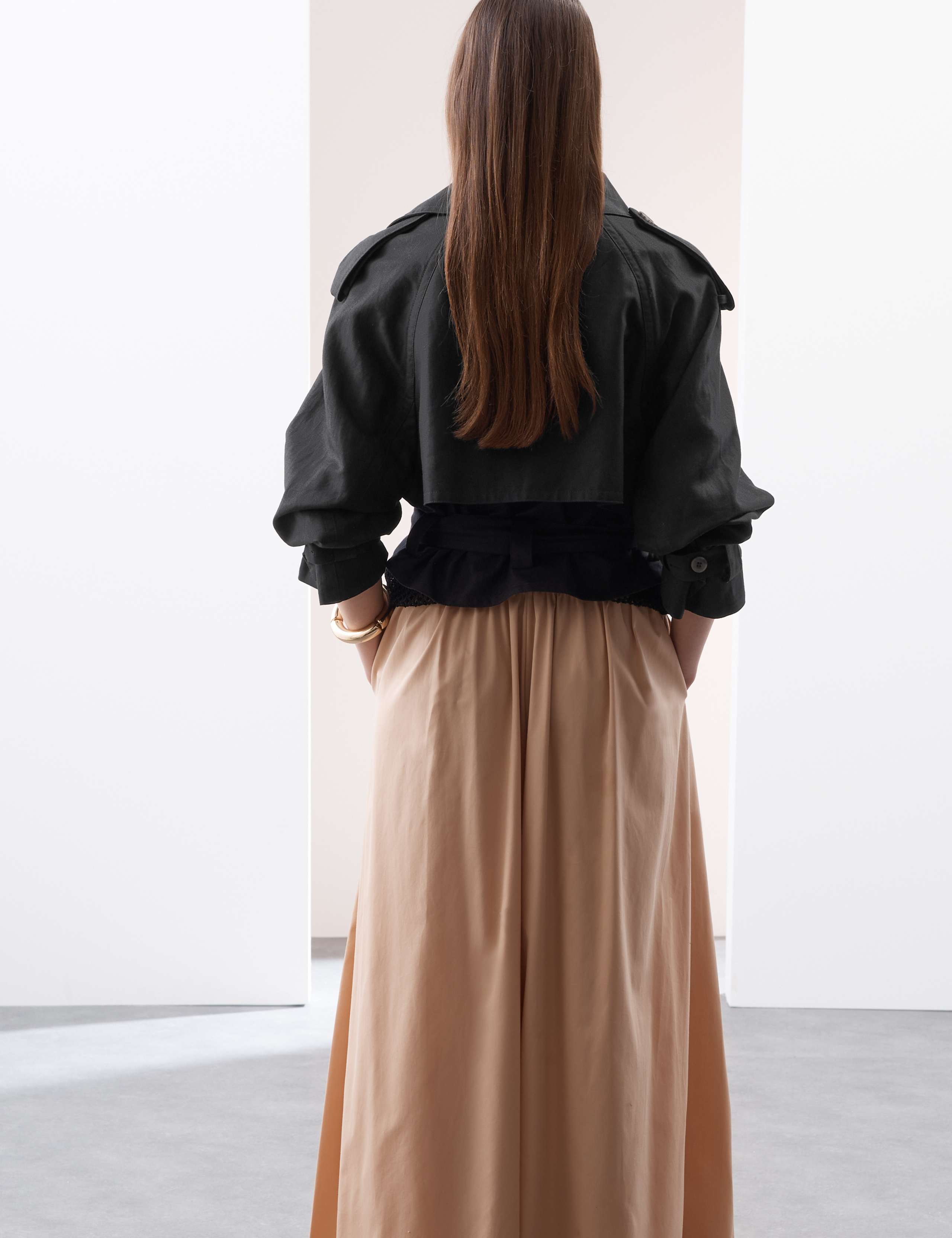 Linen Blend Cropped Trench Coat 6 of 7