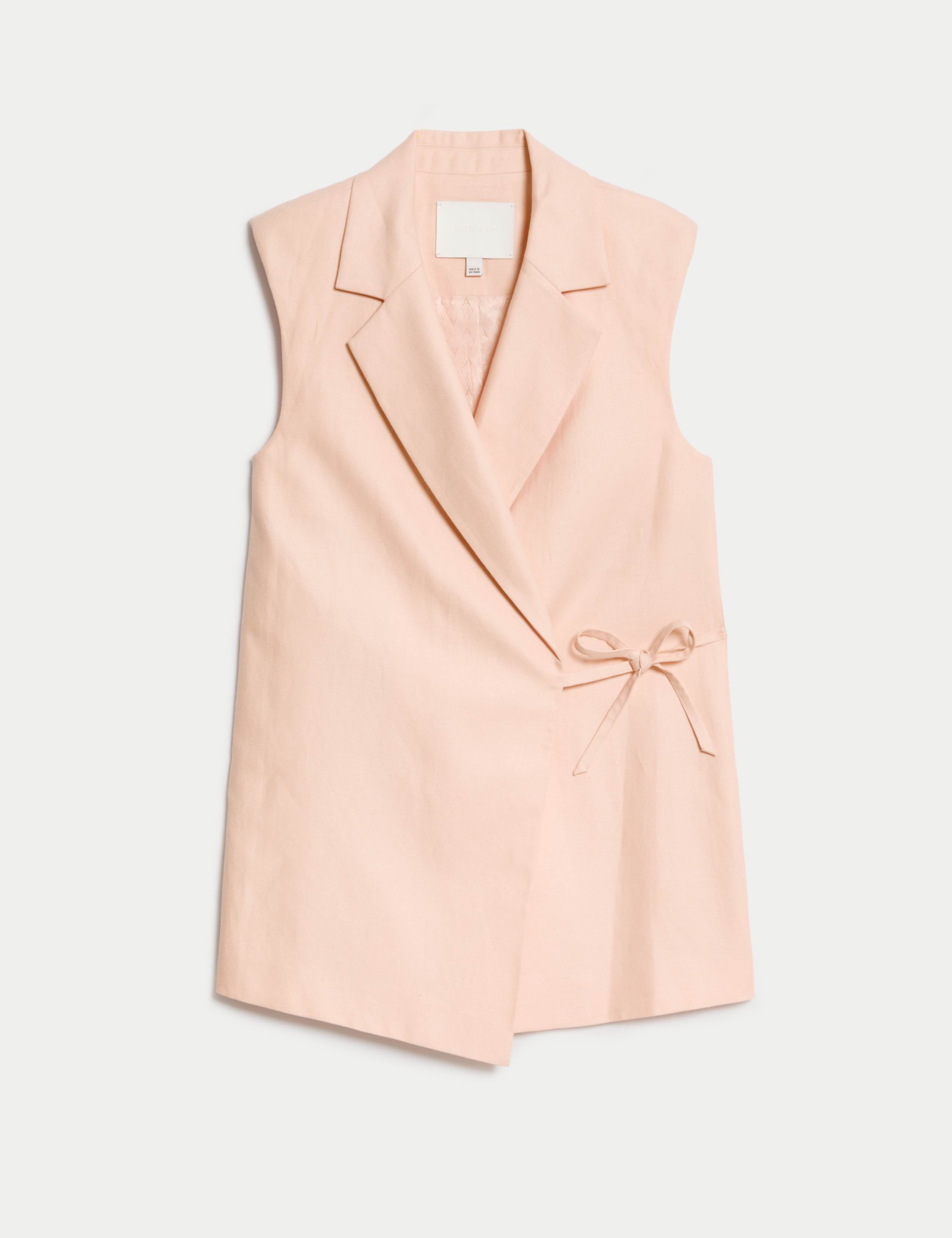 Linen Blend Tie Fastening Waistcoat 2 of 6
