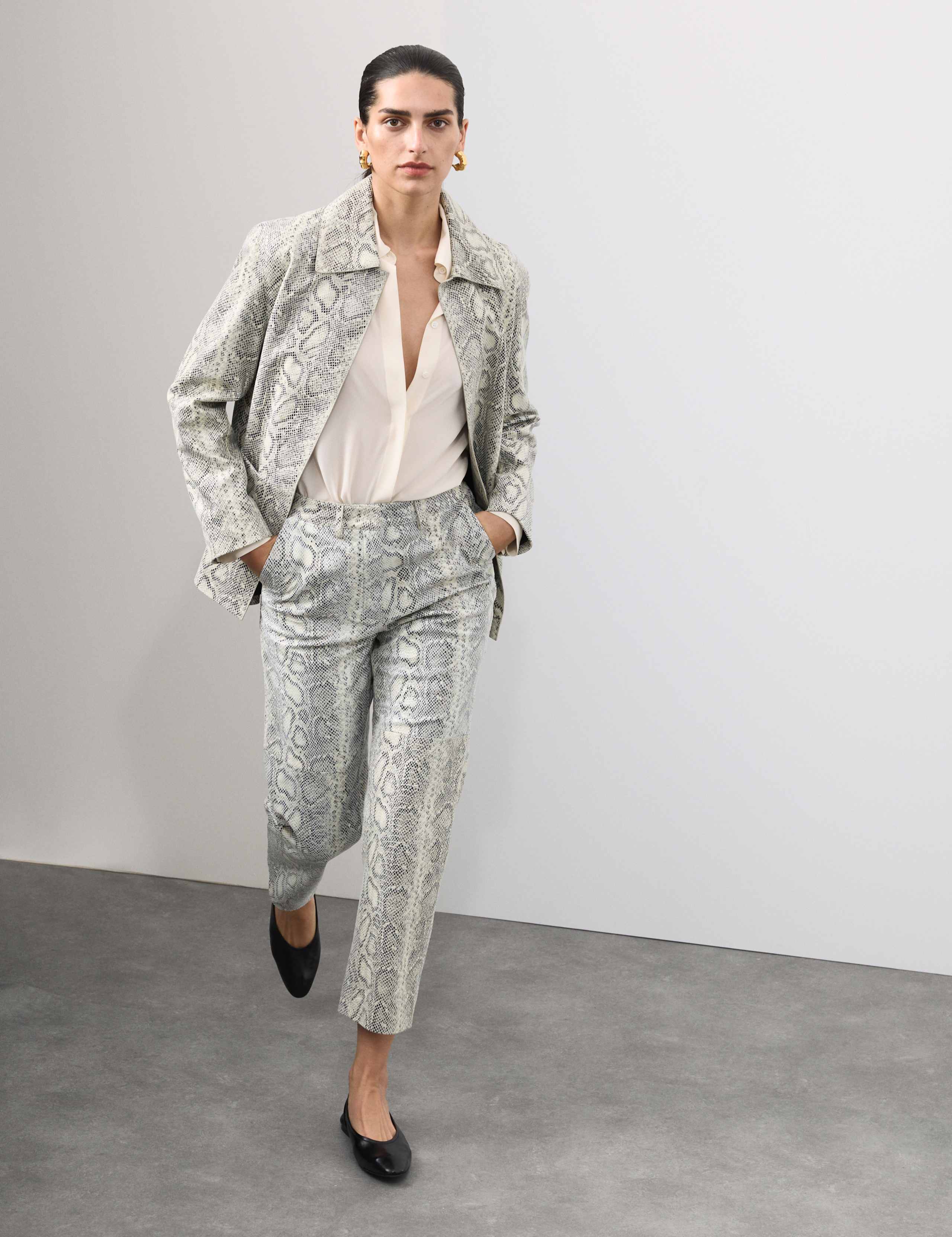 Leather Snakeskin Print Jacket 3 of 7